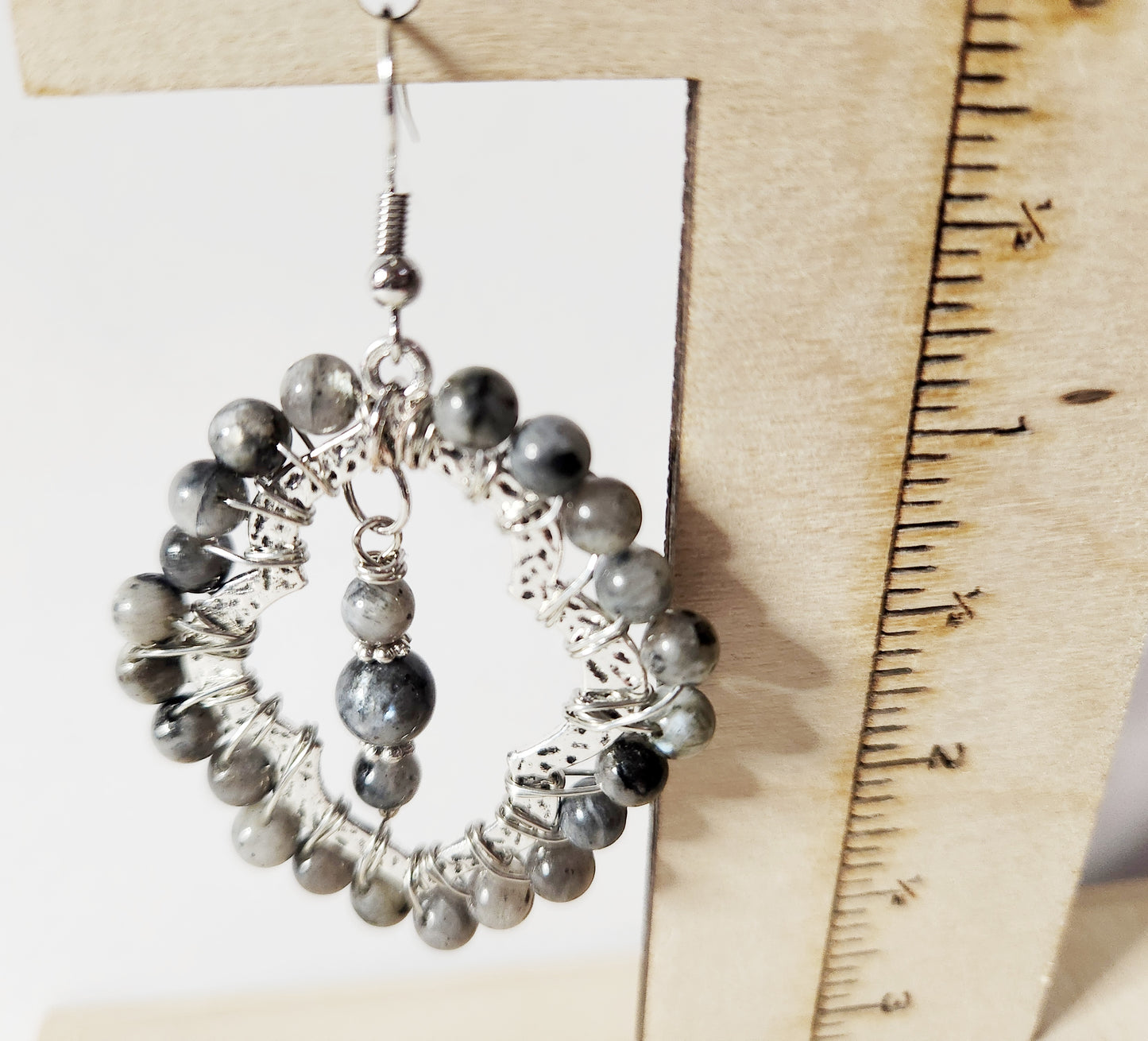 Larkavite silver teardrop dangle earrings