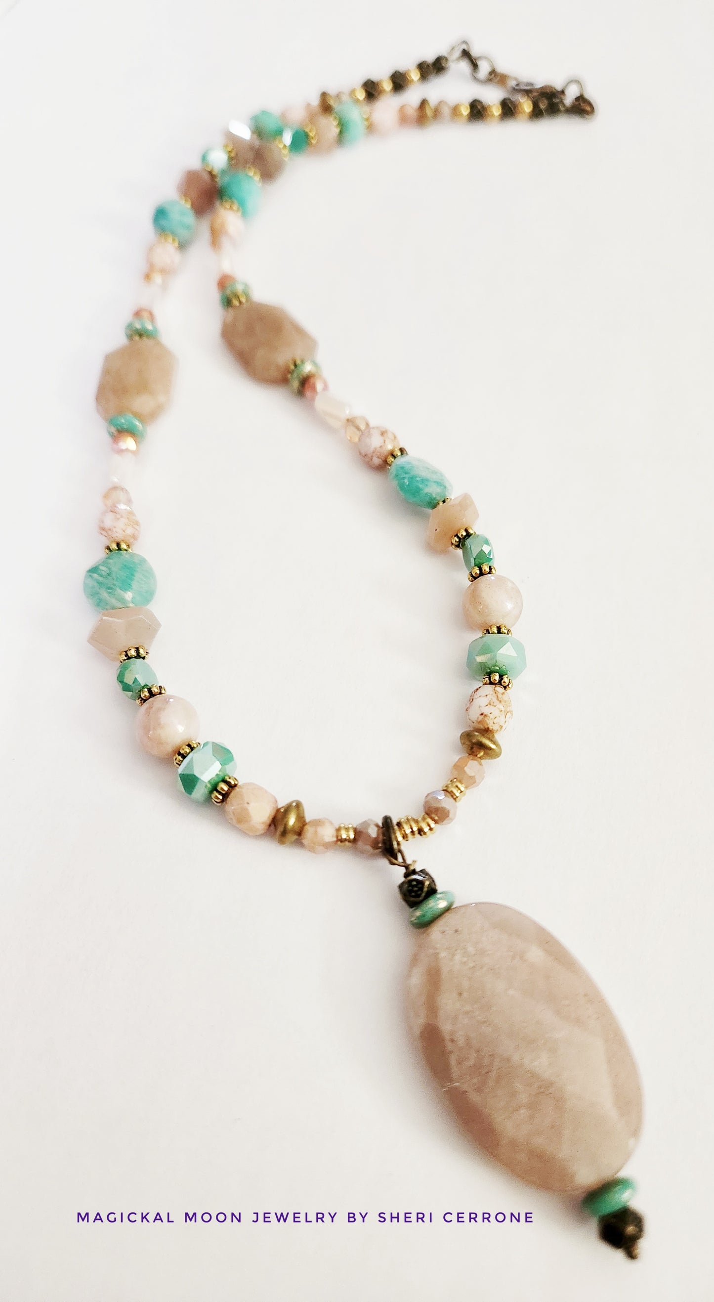 Peach Moonstone gemstone necklace
