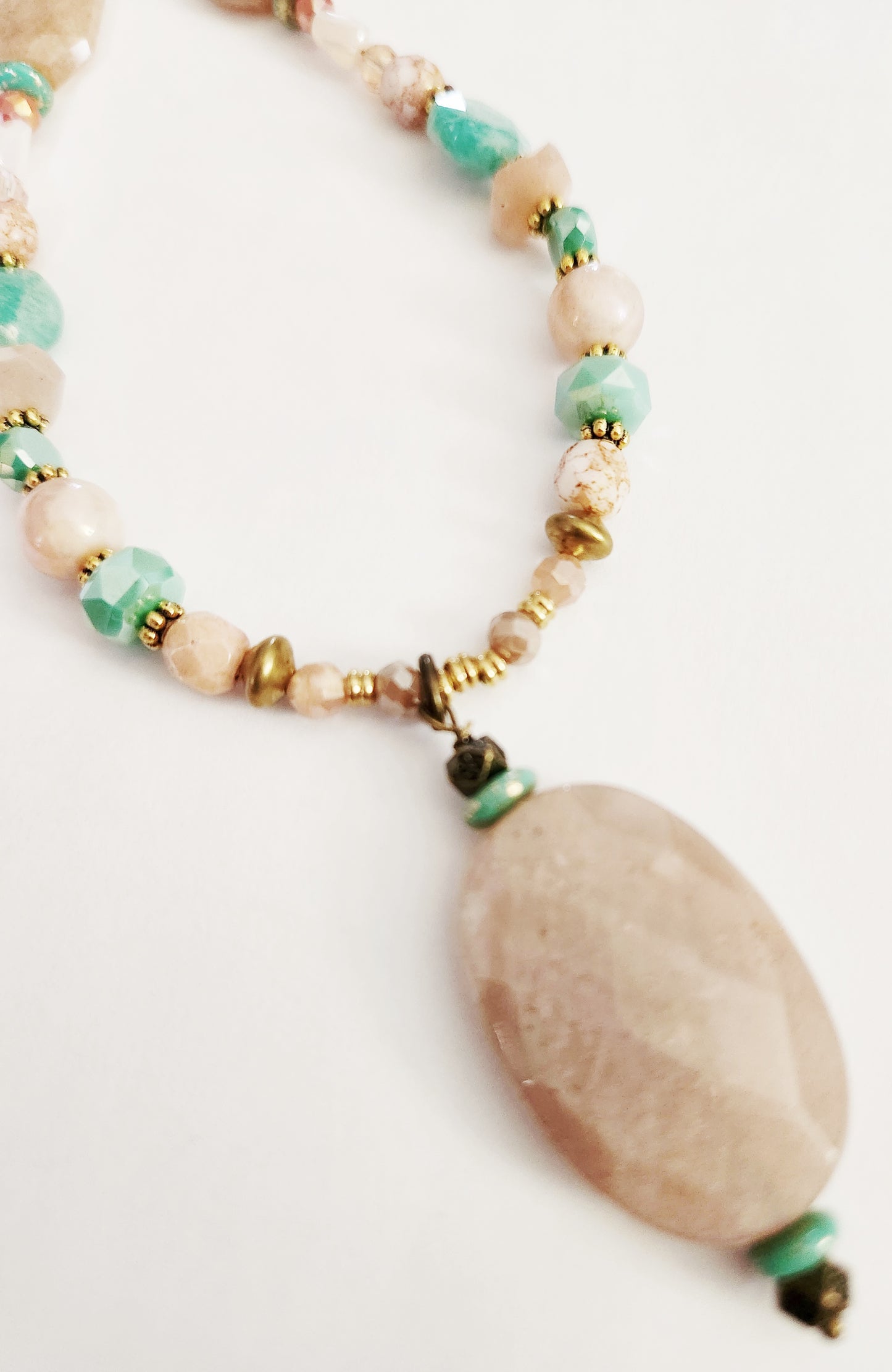 Peach Moonstone gemstone necklace