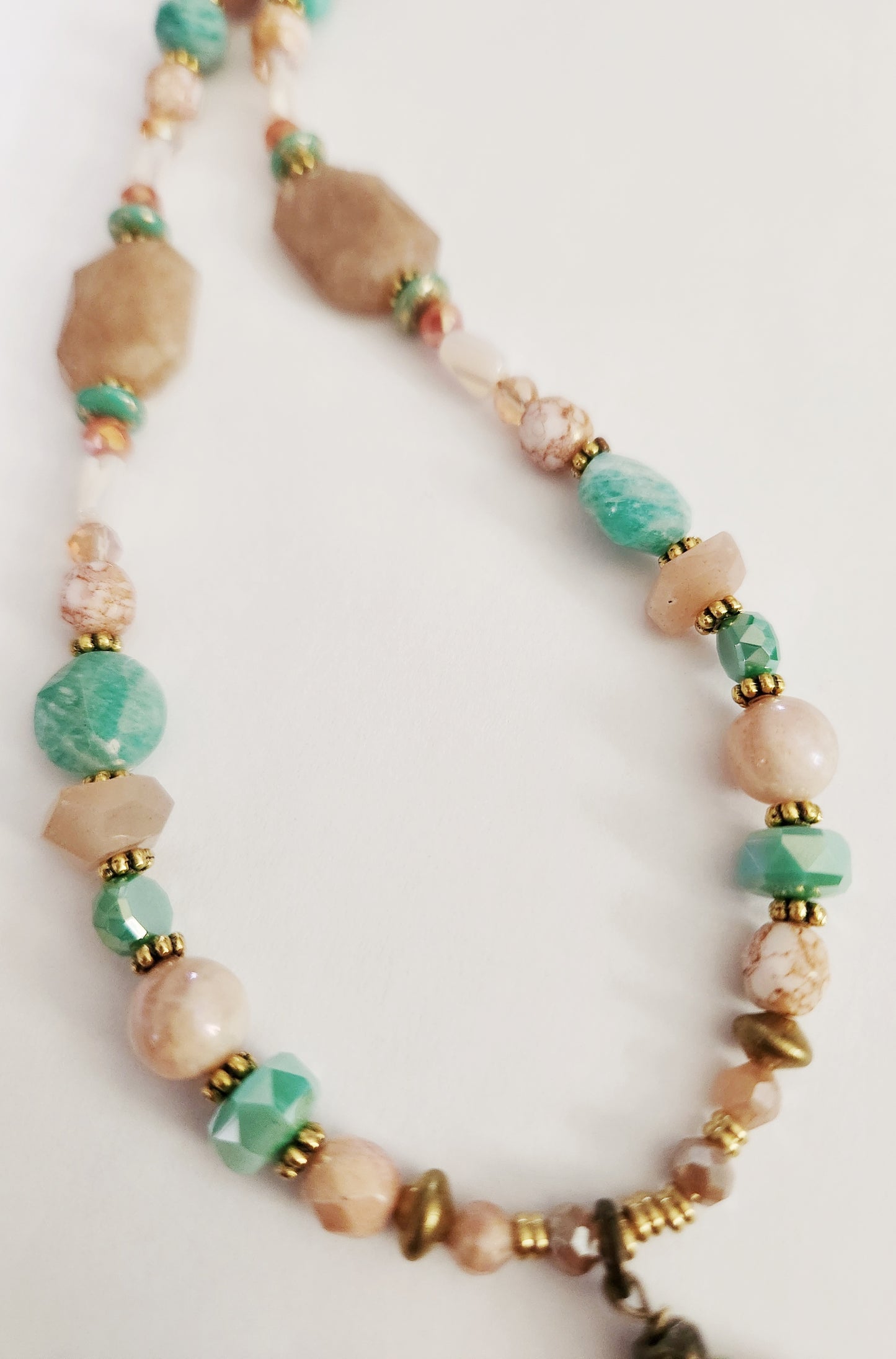Peach Moonstone gemstone necklace