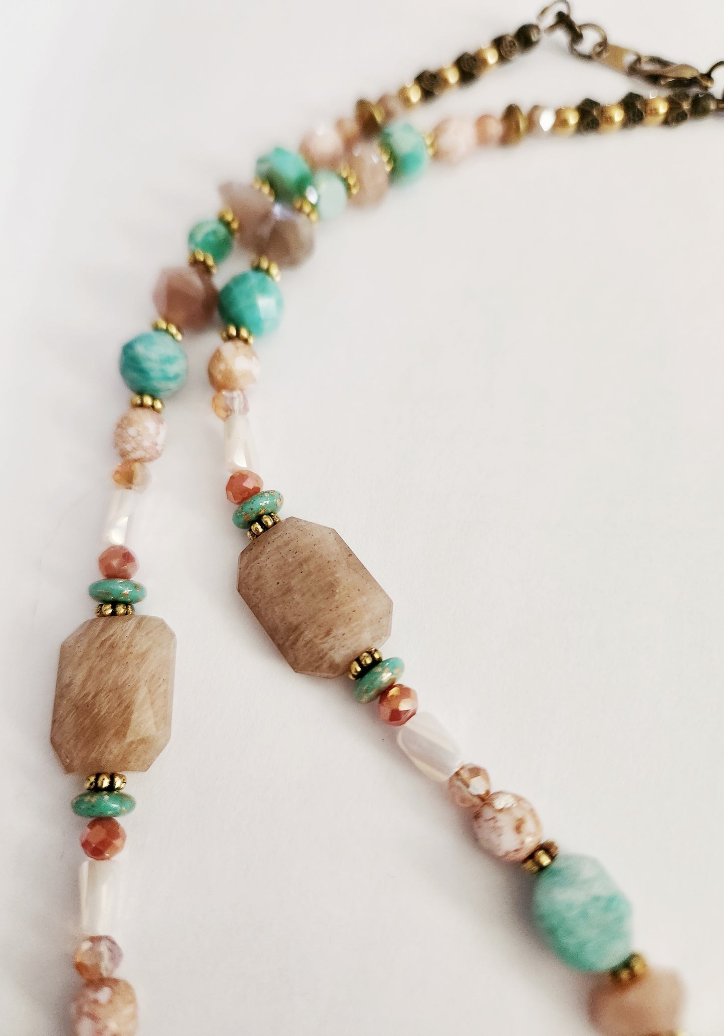 Peach Moonstone gemstone necklace