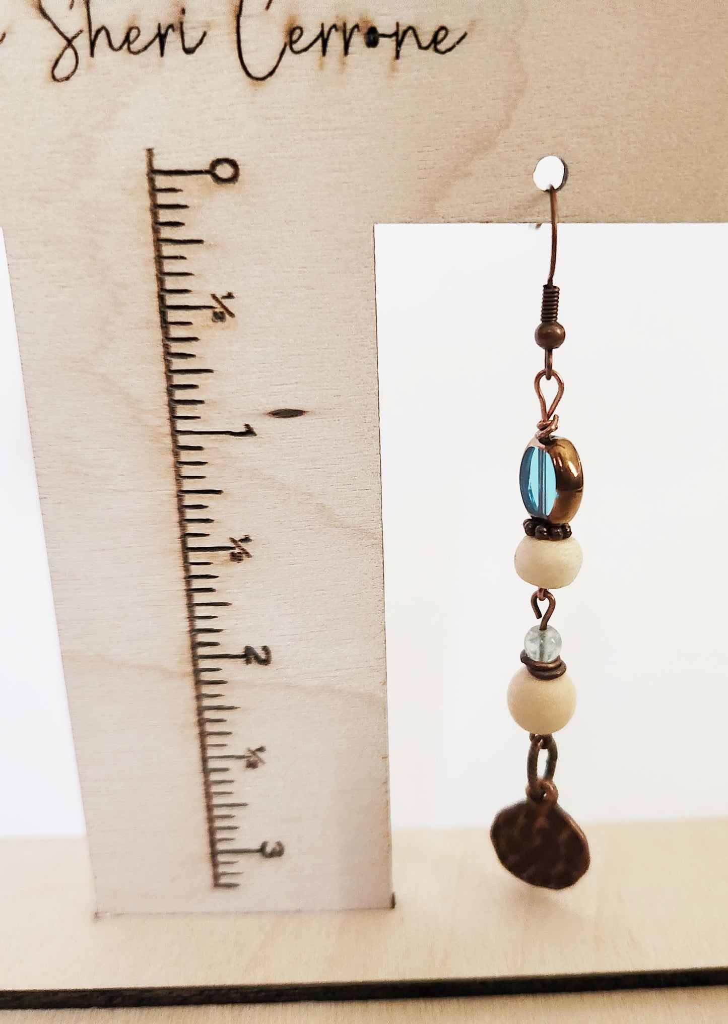 Hammered disc copper dangle earrings