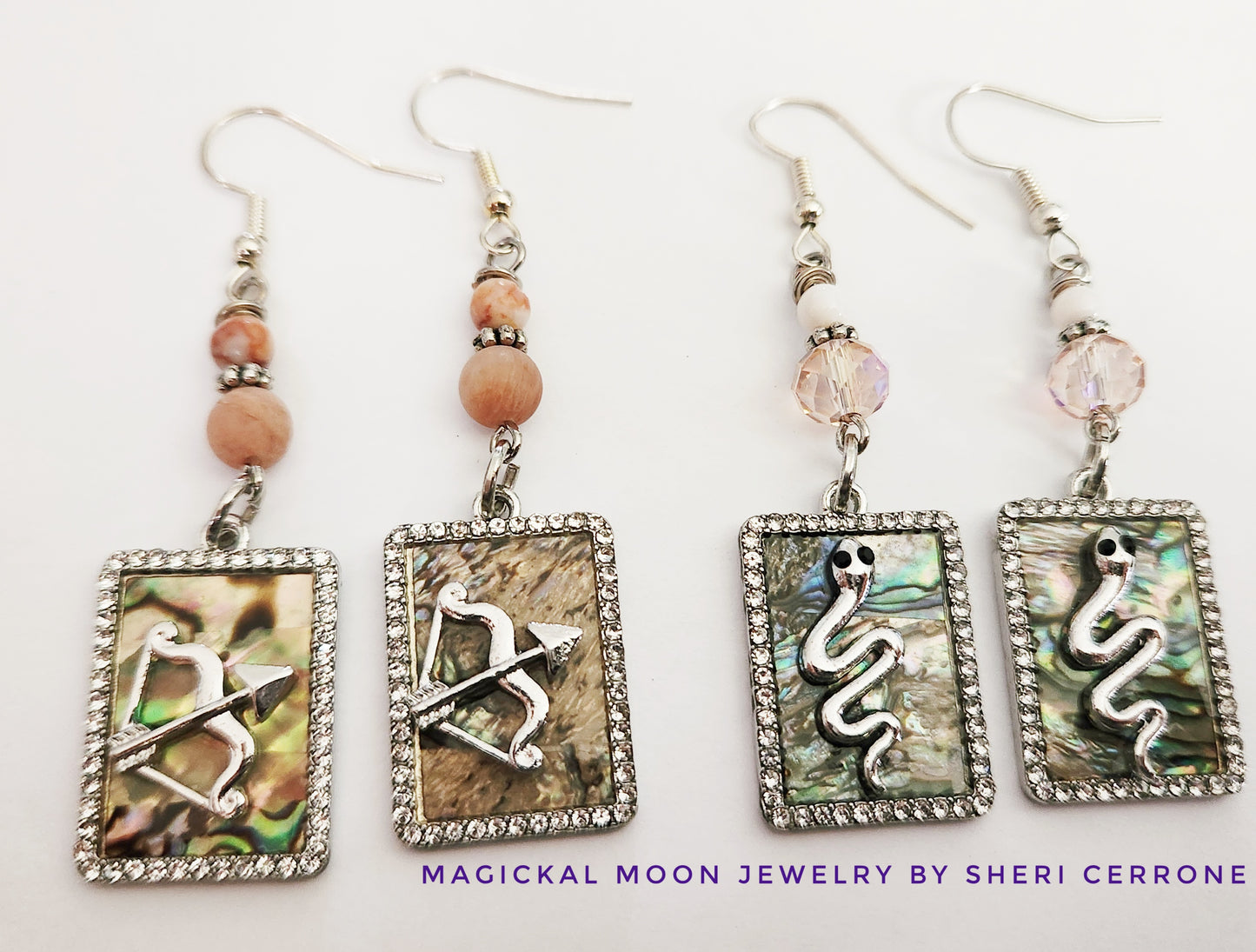 Silver tarot card dangle earrings