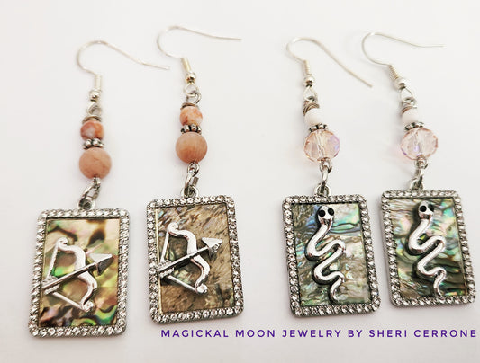 Silver tarot card dangle earrings