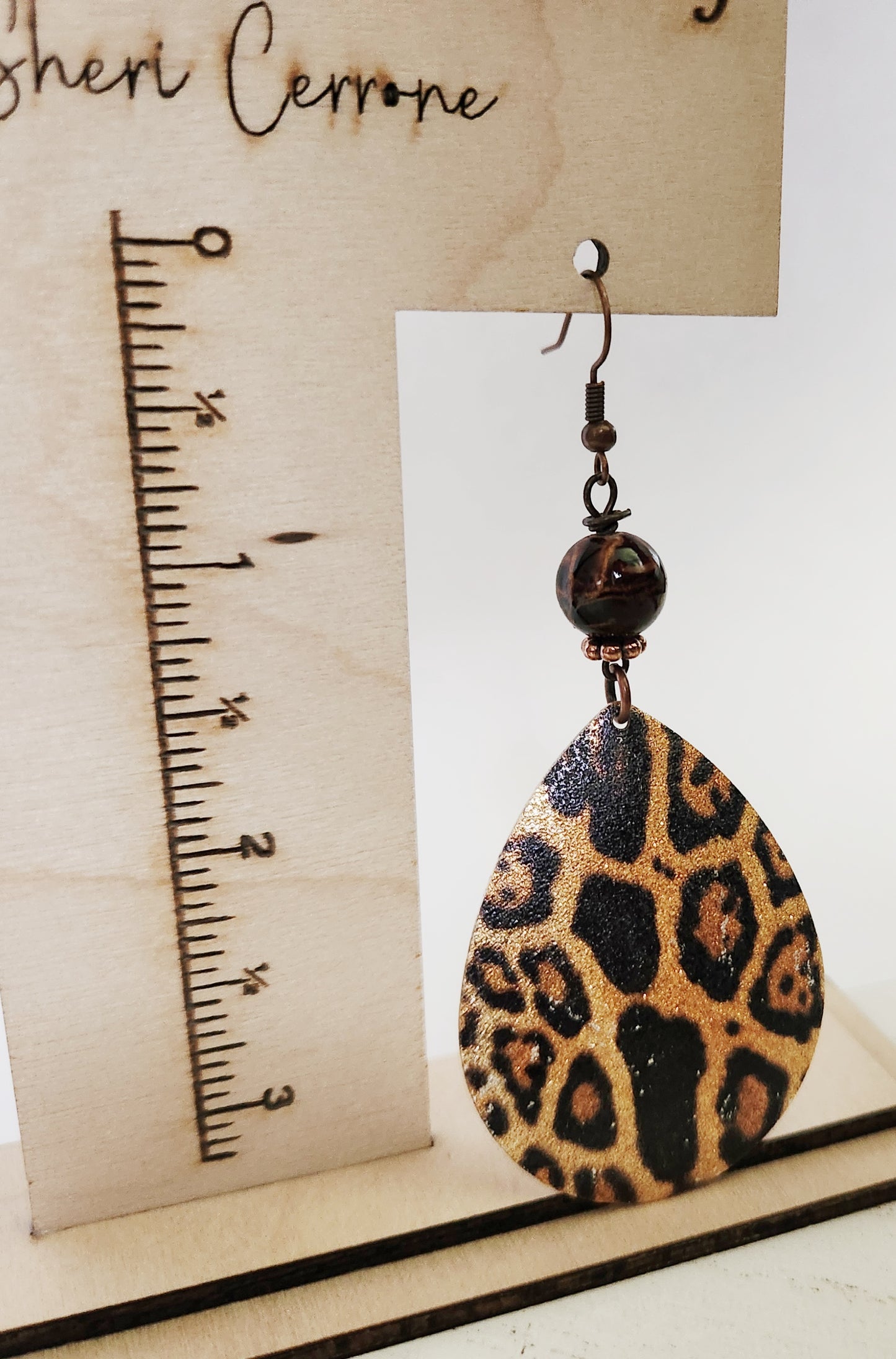 Leopard print dangle statement earrings
