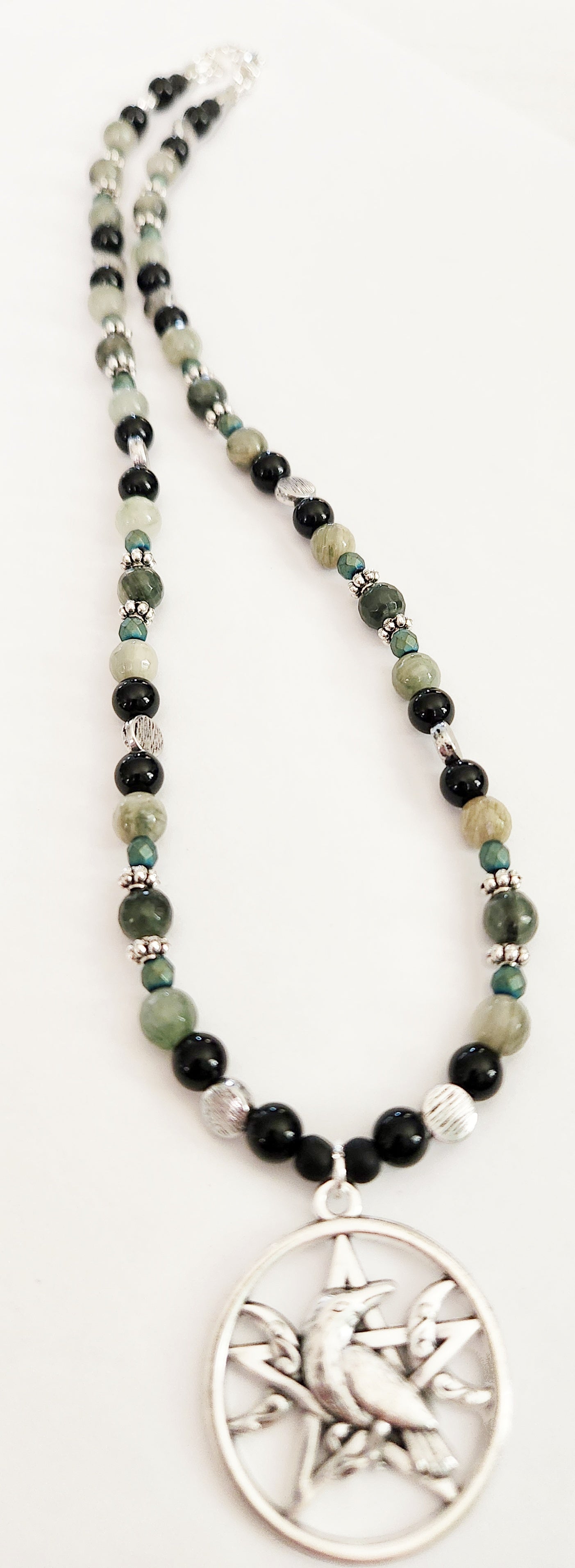 Crow star pendant gemstone necklace