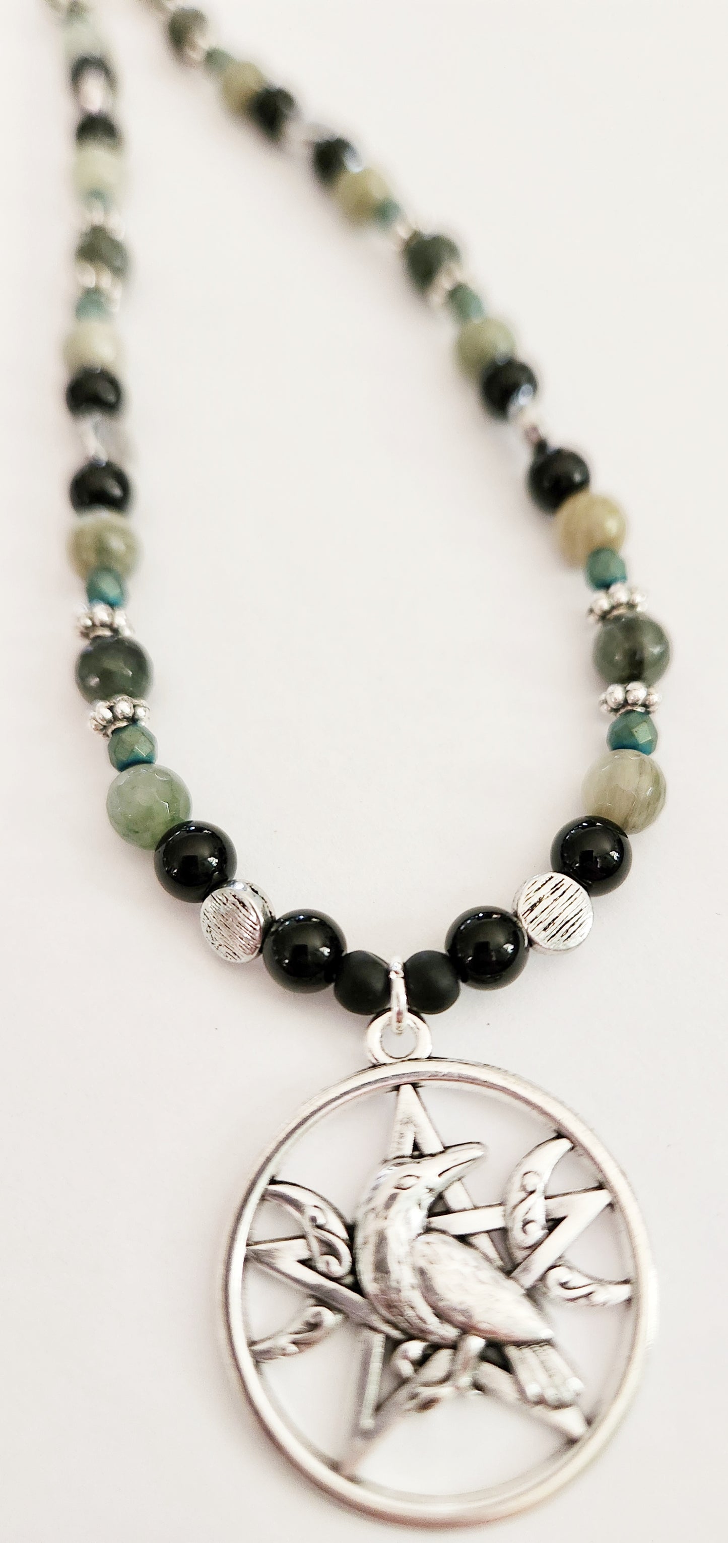 Crow star pendant gemstone necklace