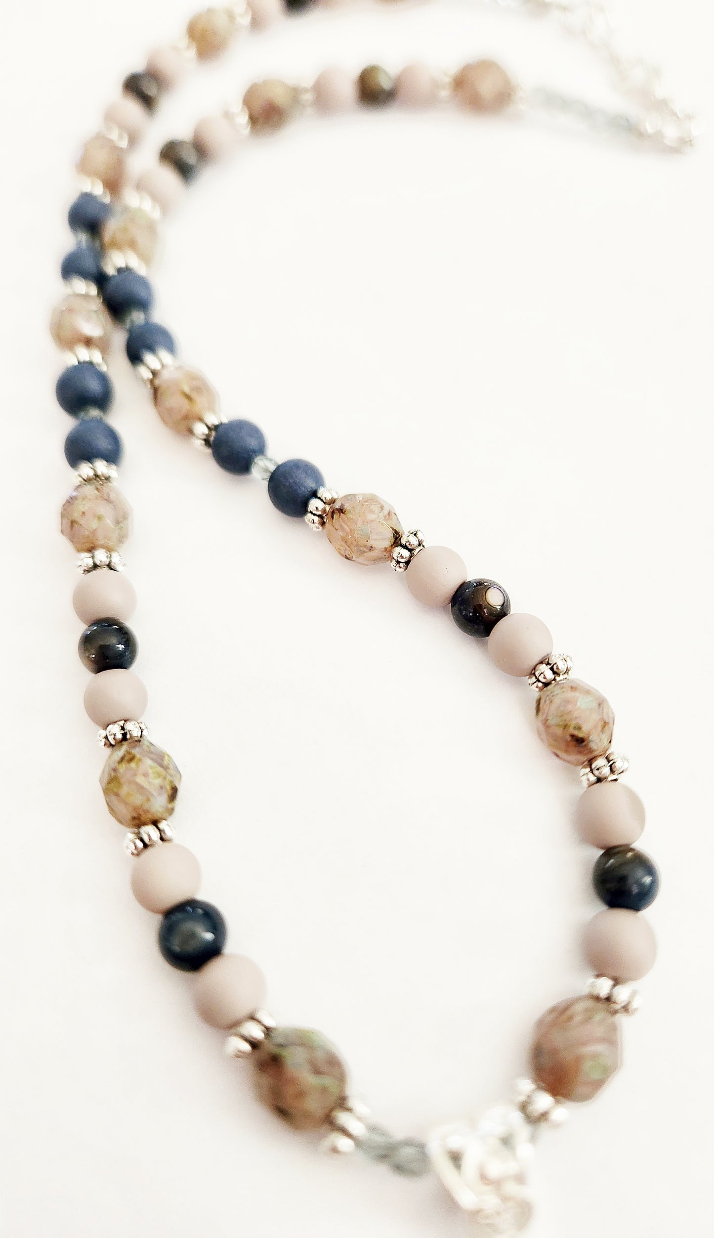 Silver bird mother of pearl necklace