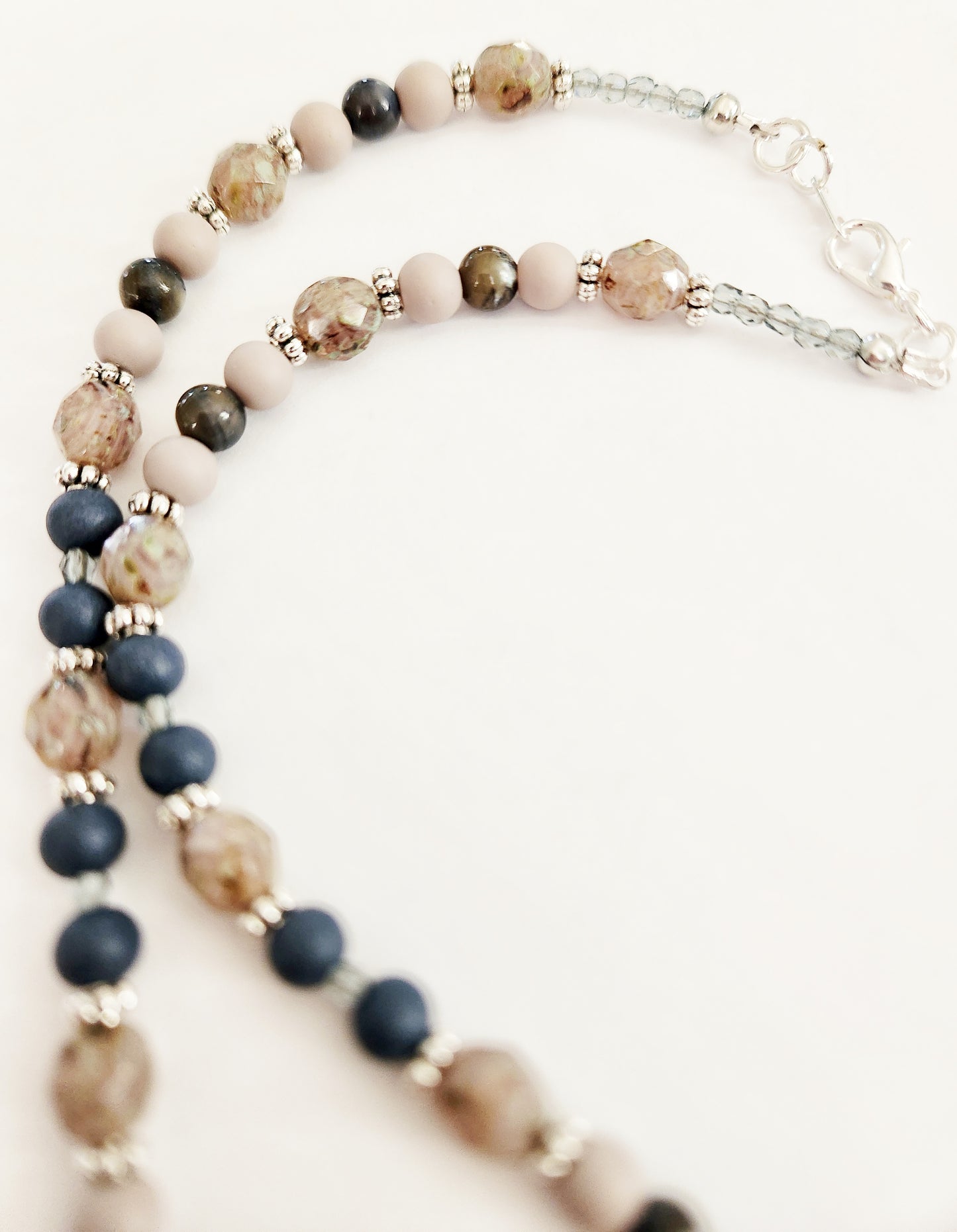 Silver bird mother of pearl necklace
