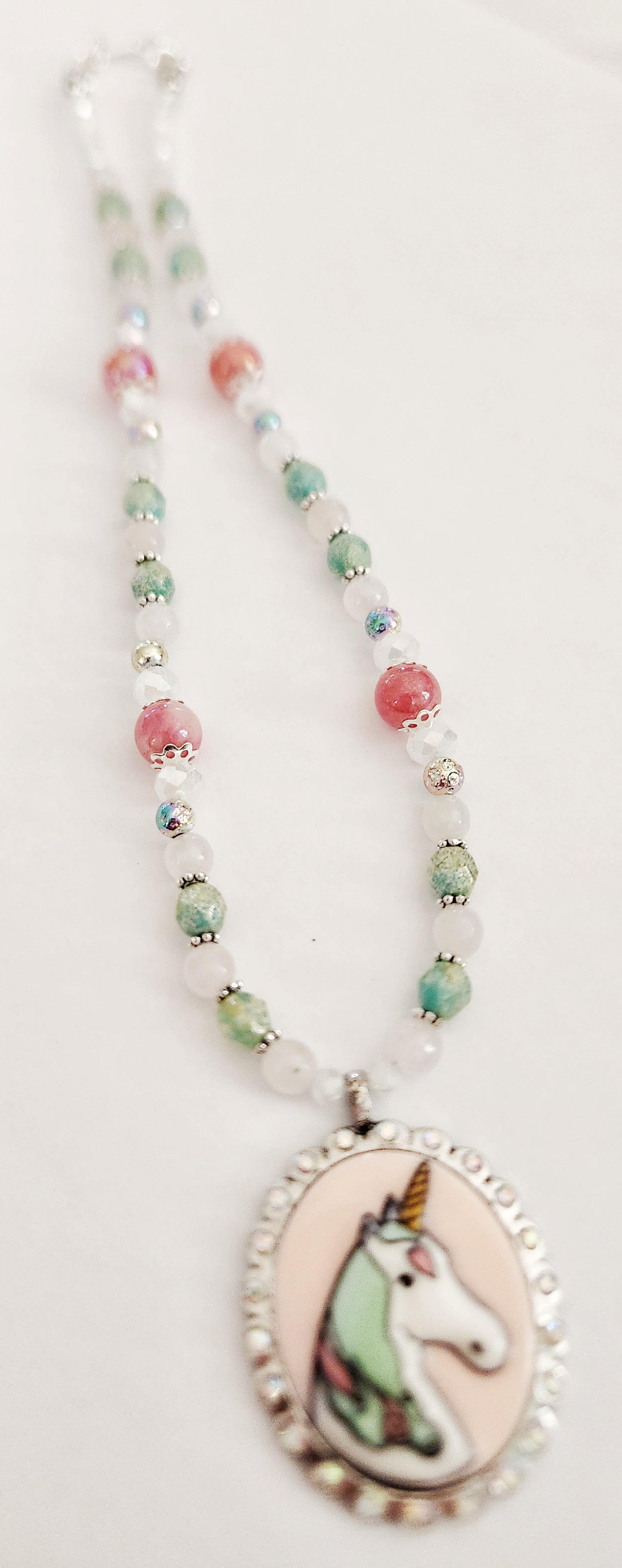 Unicorn whimsical silver necklace