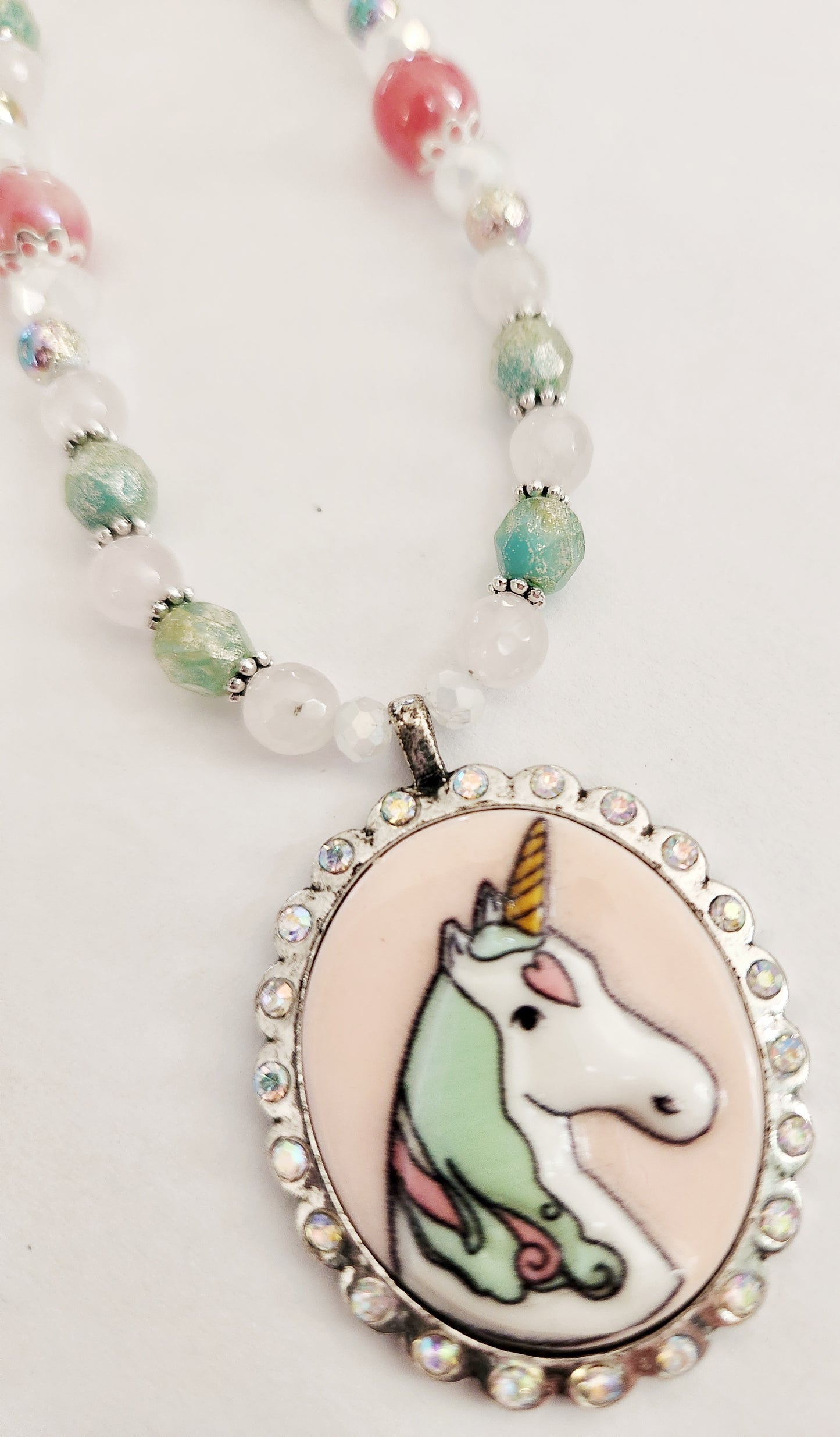 Unicorn whimsical silver necklace