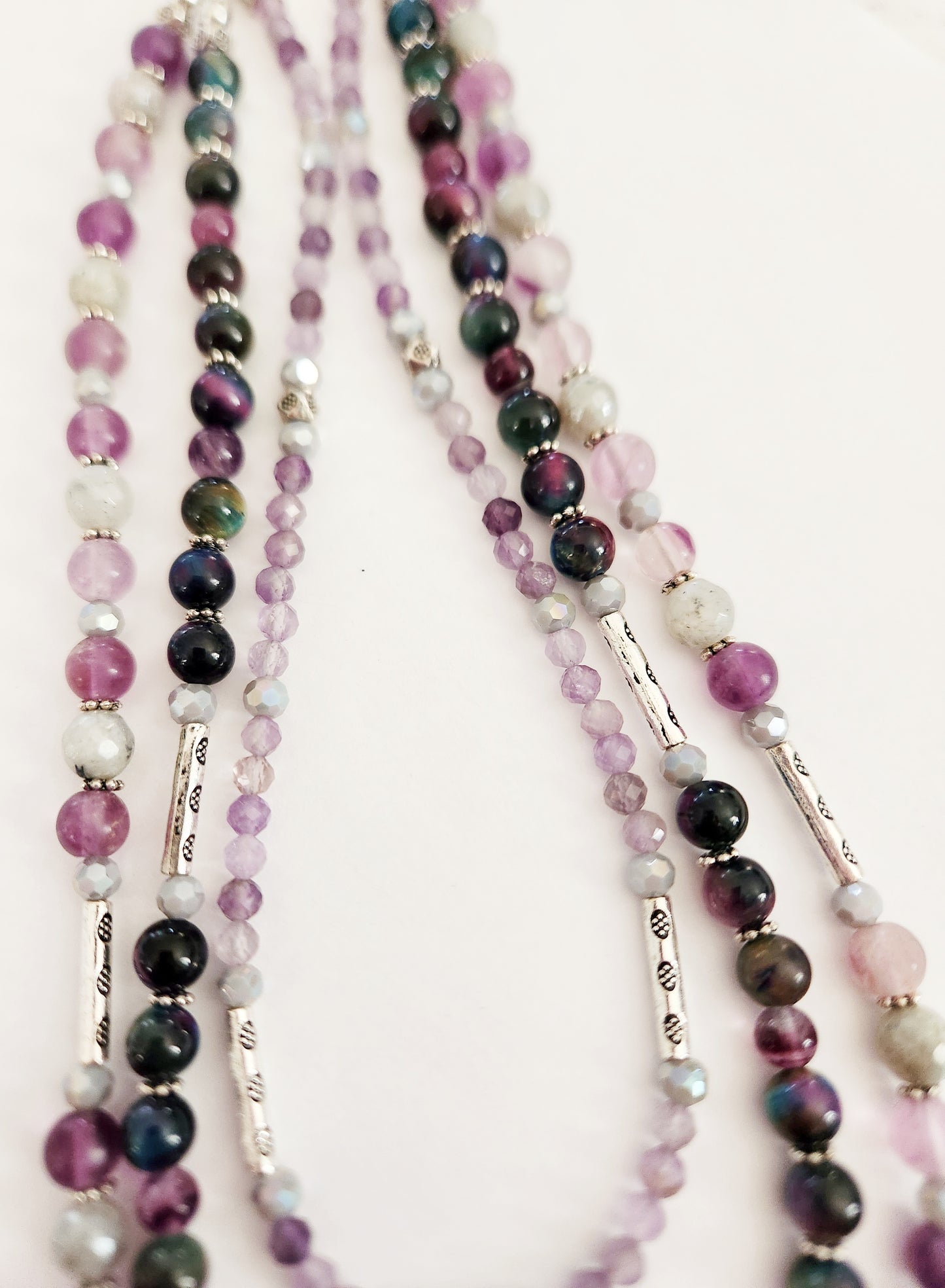 Purple Labradorite triple layer gemstone necklace