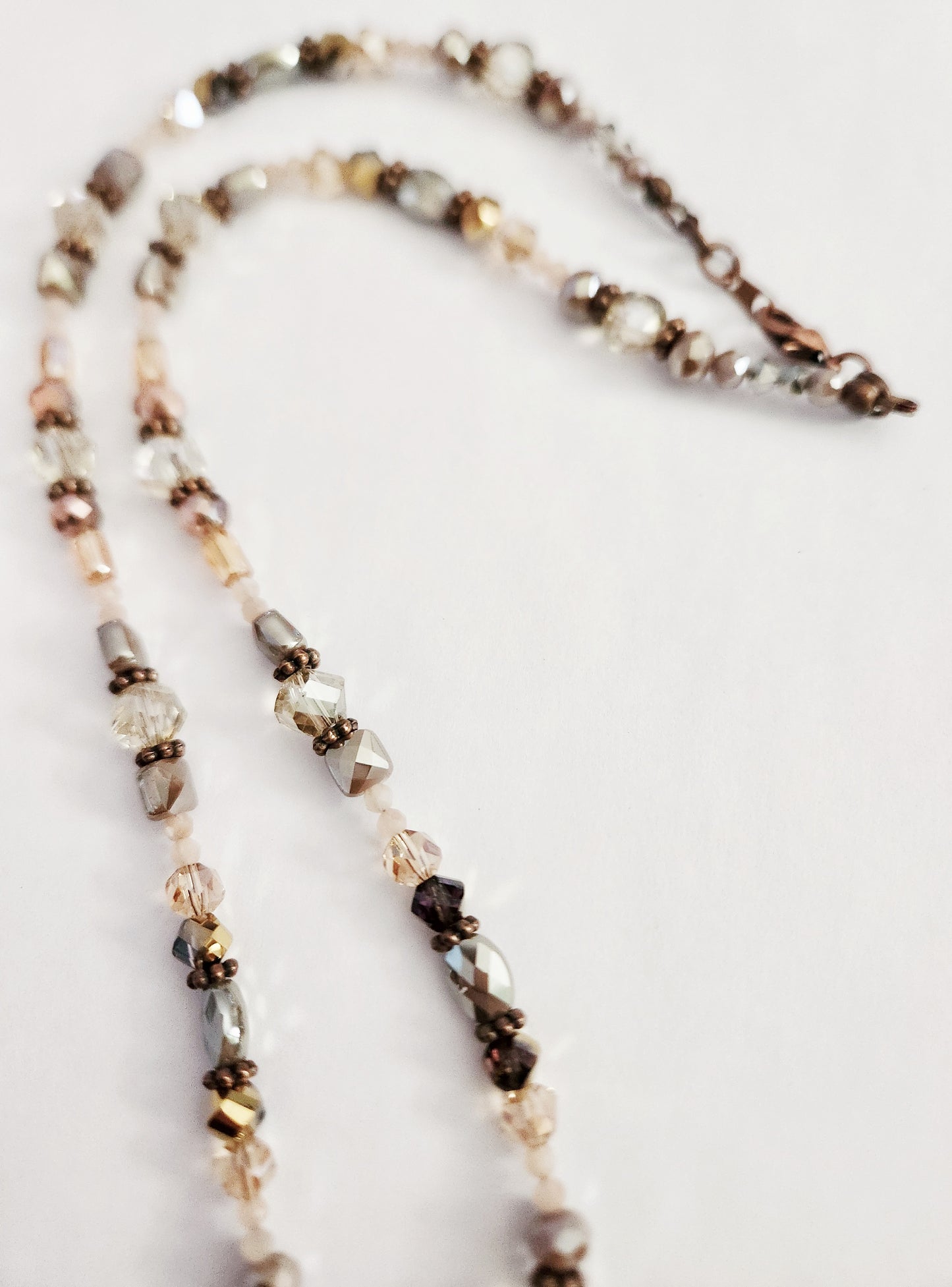 Copper bird and Peach Moonstone necklace