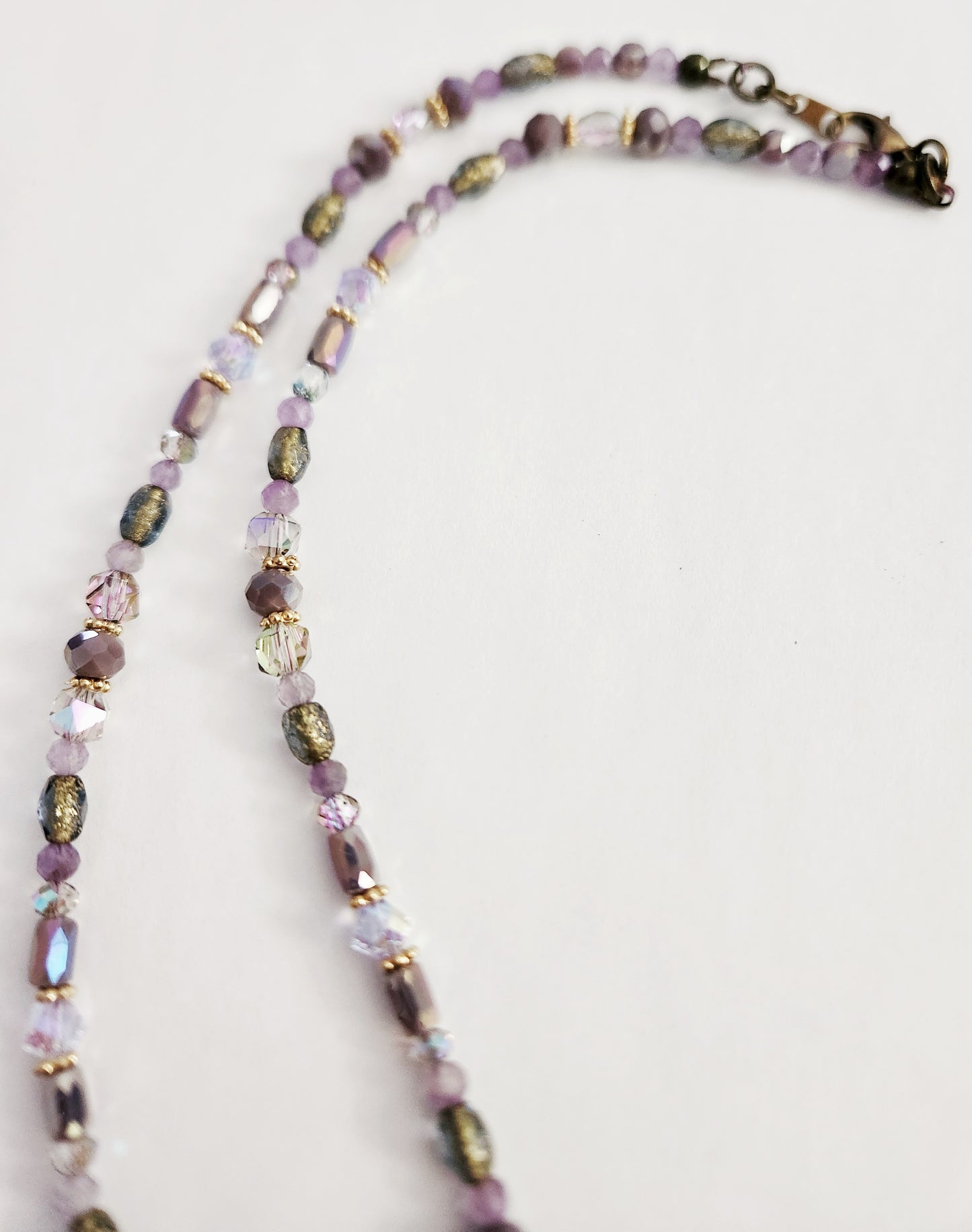 Dark gold etched rose Amethyst gemstone necklace
