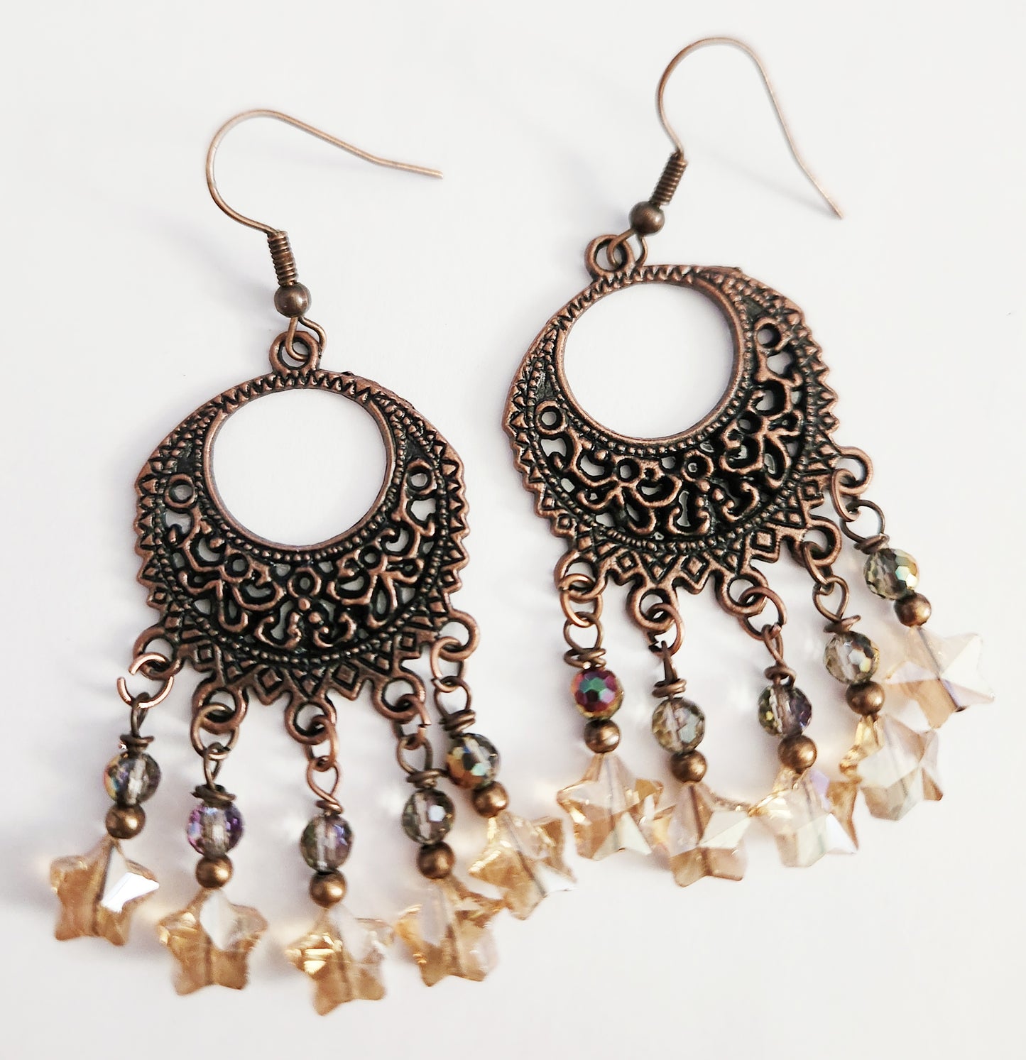 Copper metal chandelier earrings