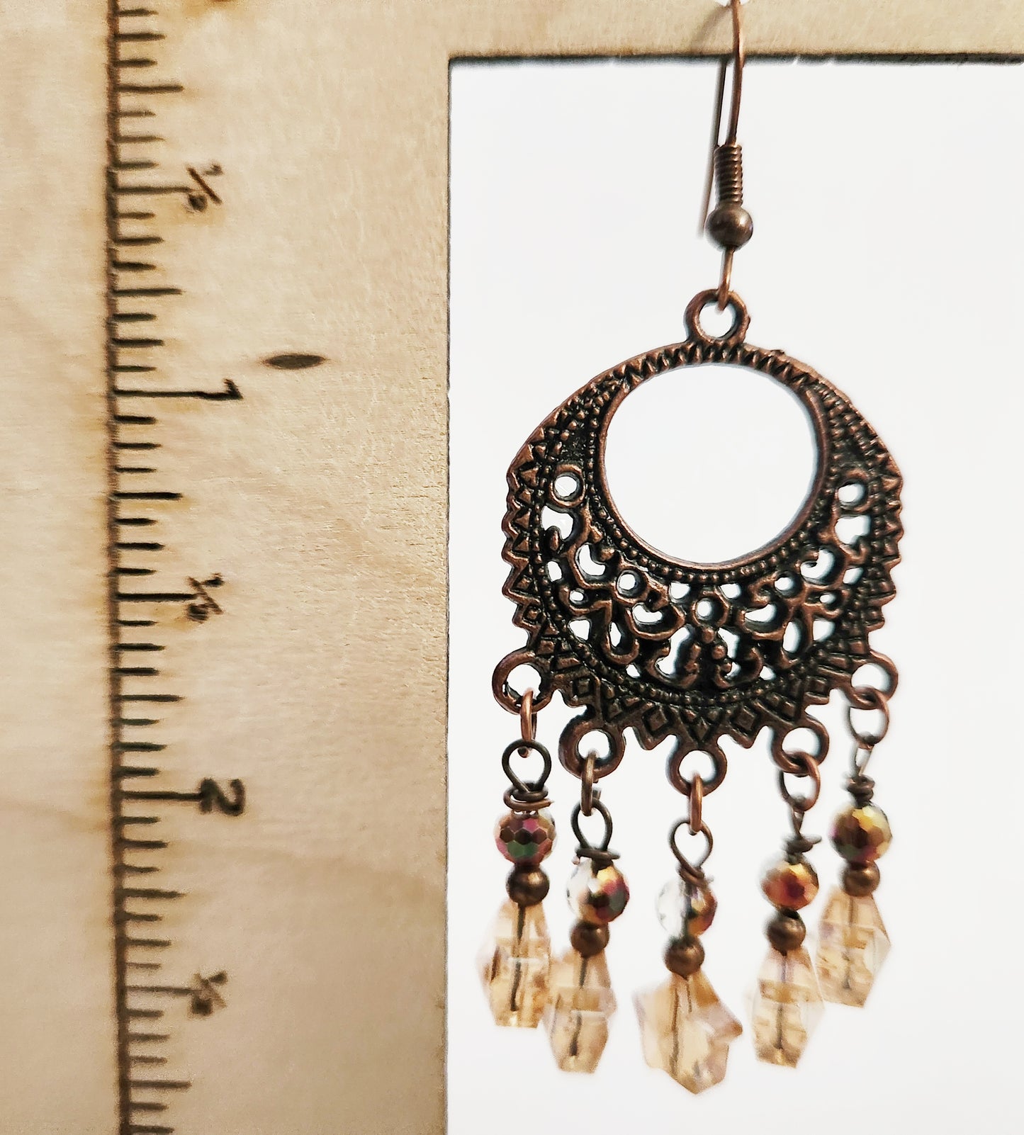 Copper metal chandelier earrings