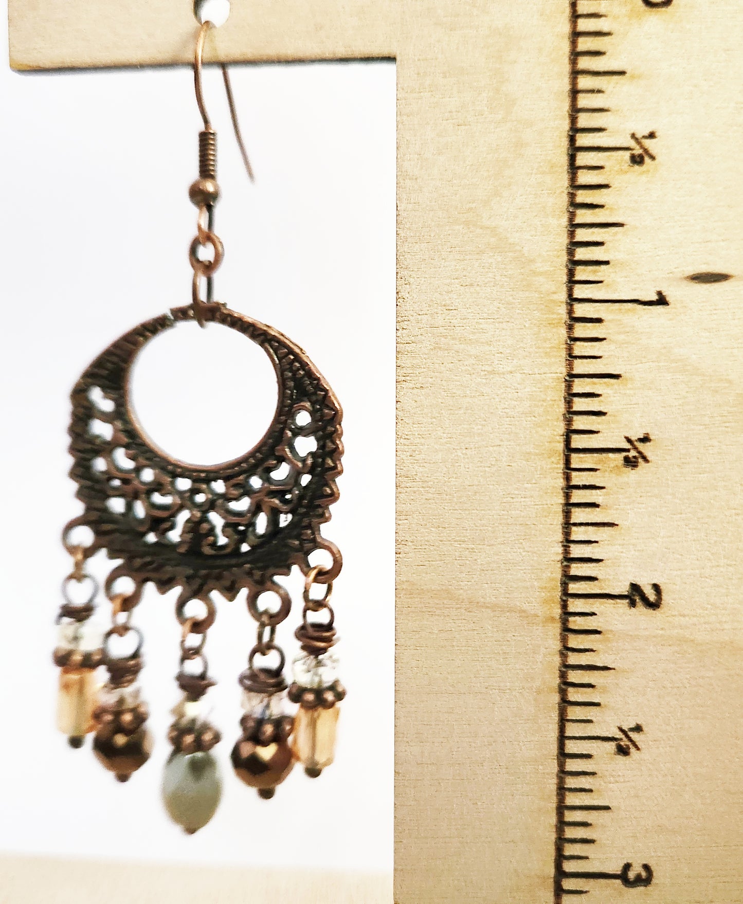Copper metal chandelier earrings