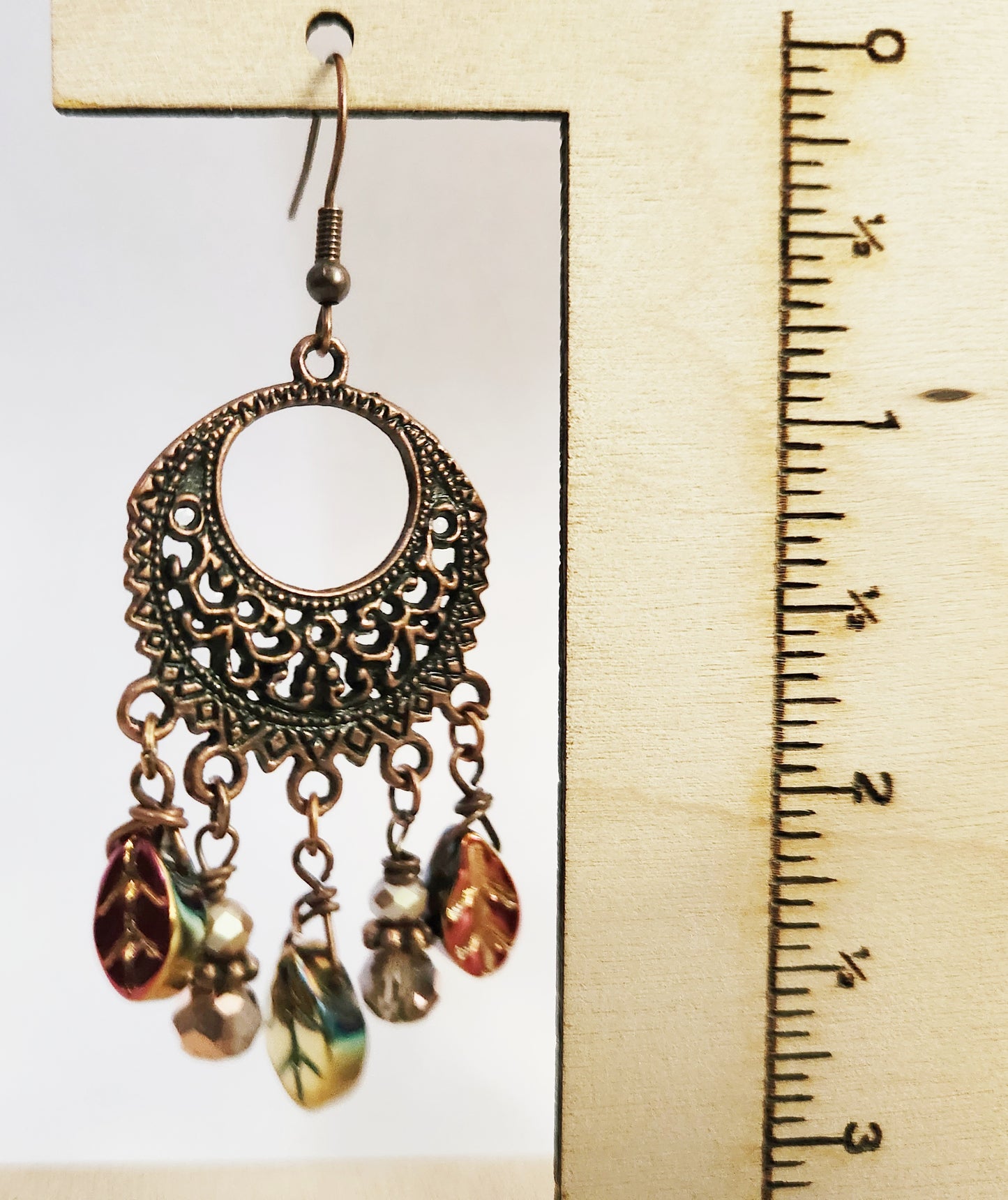 Copper metal chandelier earrings