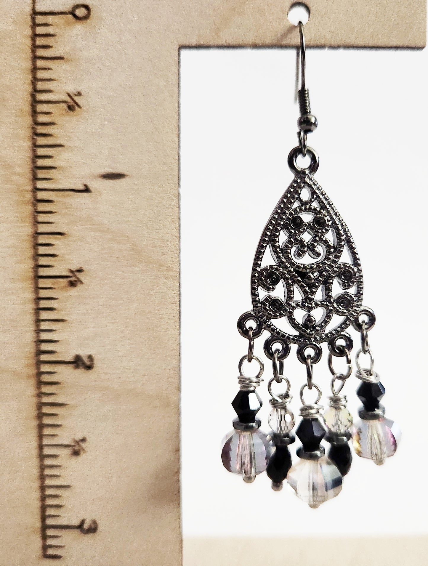 Dark silver chandelier dangle earrings