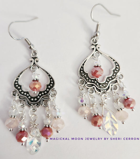 Silver filigree chandelier beaded earrings