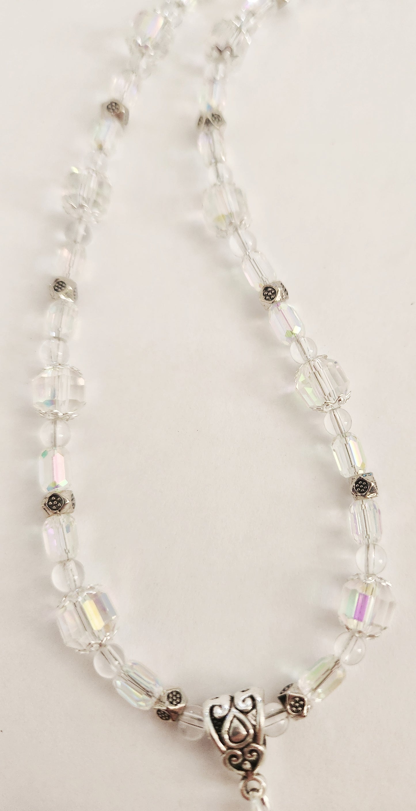 Crystal wire wrapped silver necklace with Clear Quartz gemstones