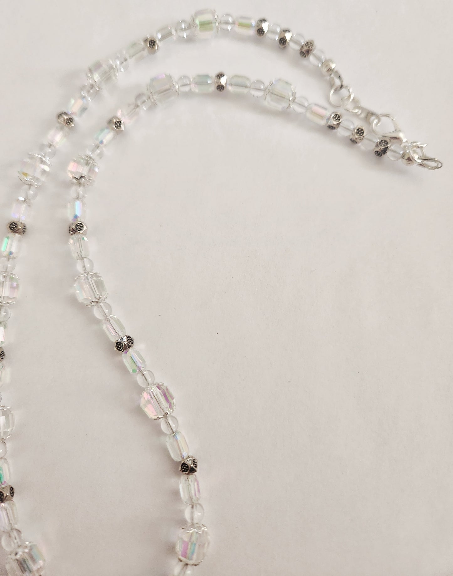 Crystal wire wrapped silver necklace with Clear Quartz gemstones