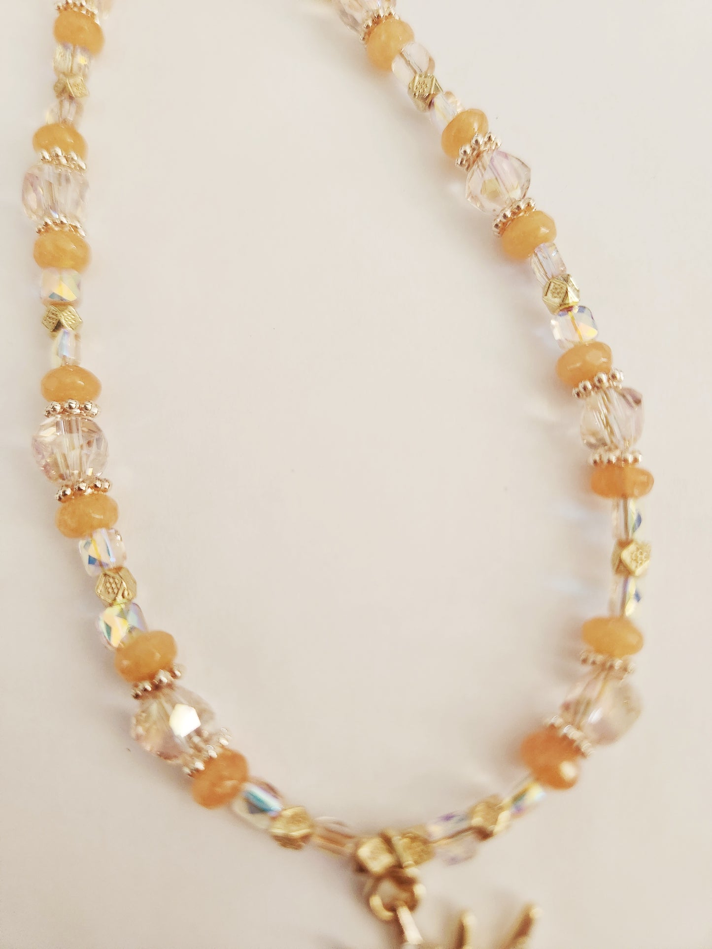Sunburst necklace with Orange Jade gemstones
