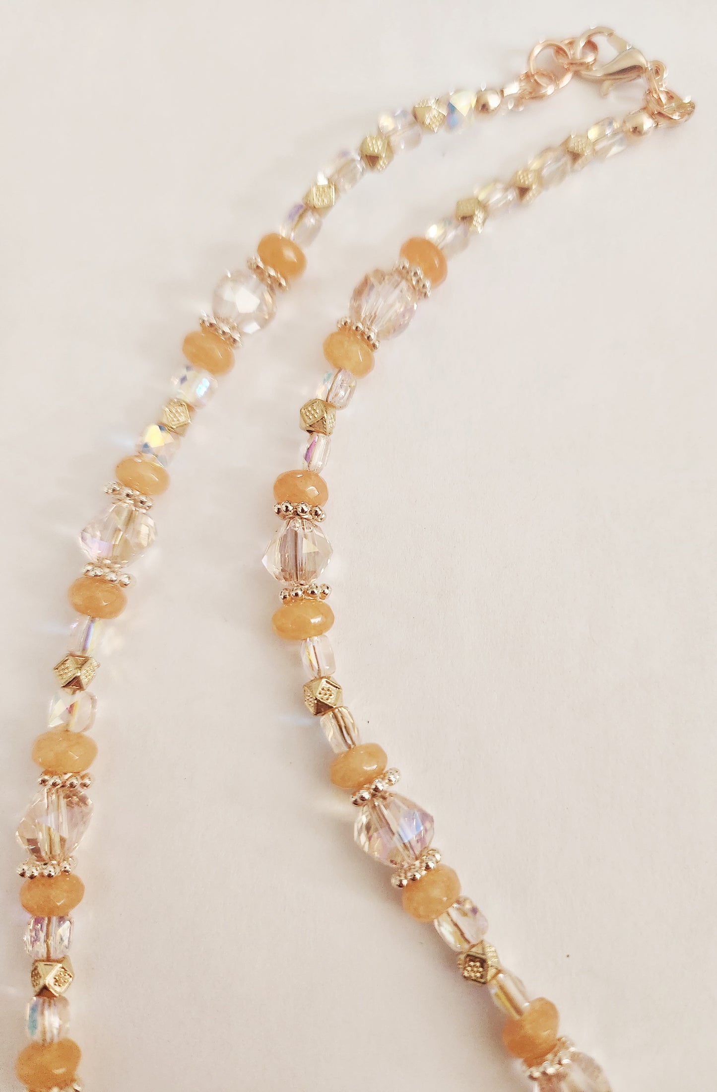 Sunburst necklace with Orange Jade gemstones
