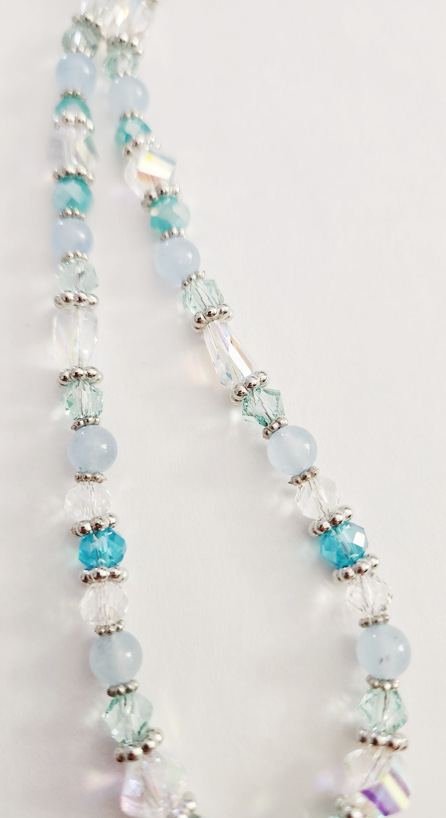 Silver whale tail gemstone necklace