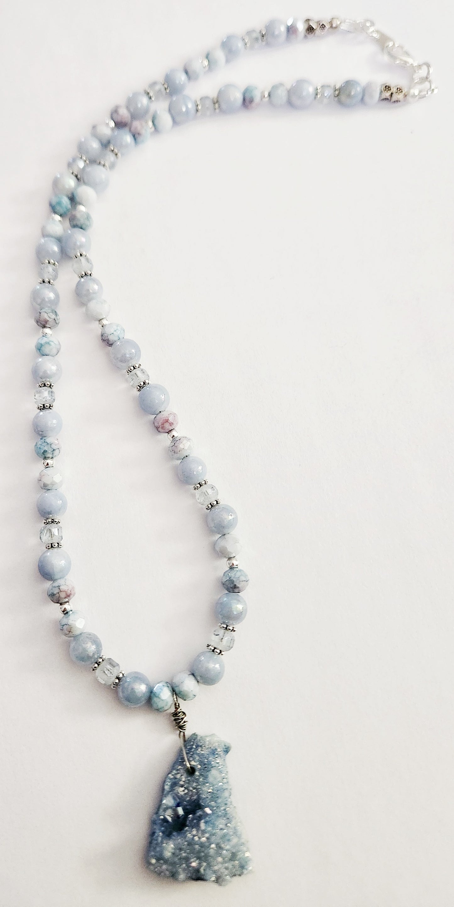 Blue Druzy Quartz gemstone necklace