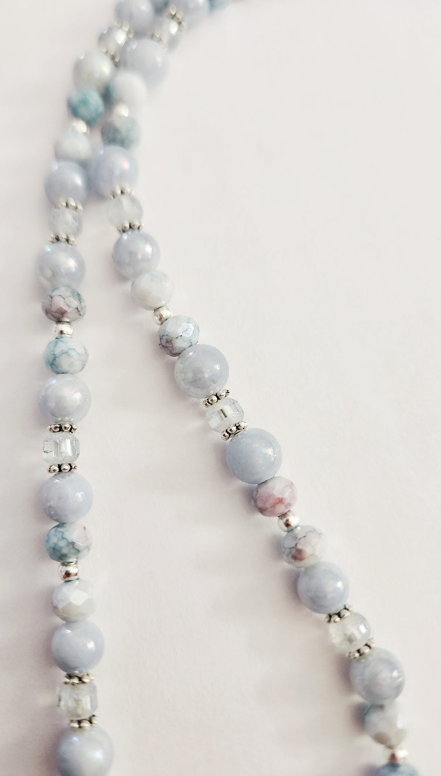 Blue Druzy Quartz gemstone necklace