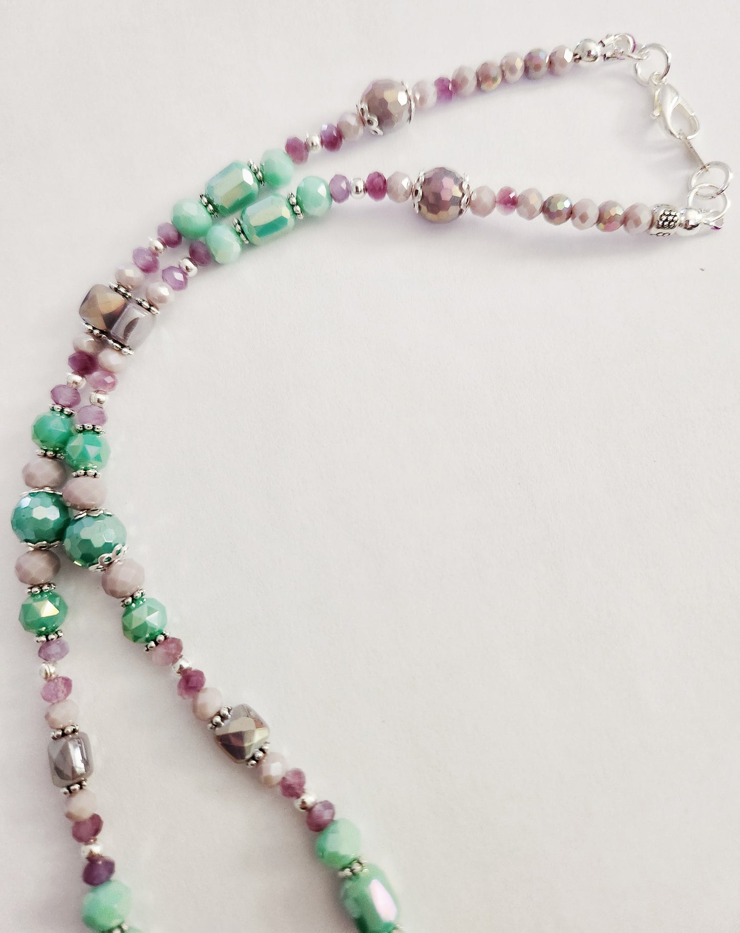 Lotus flower gemstone silver necklace