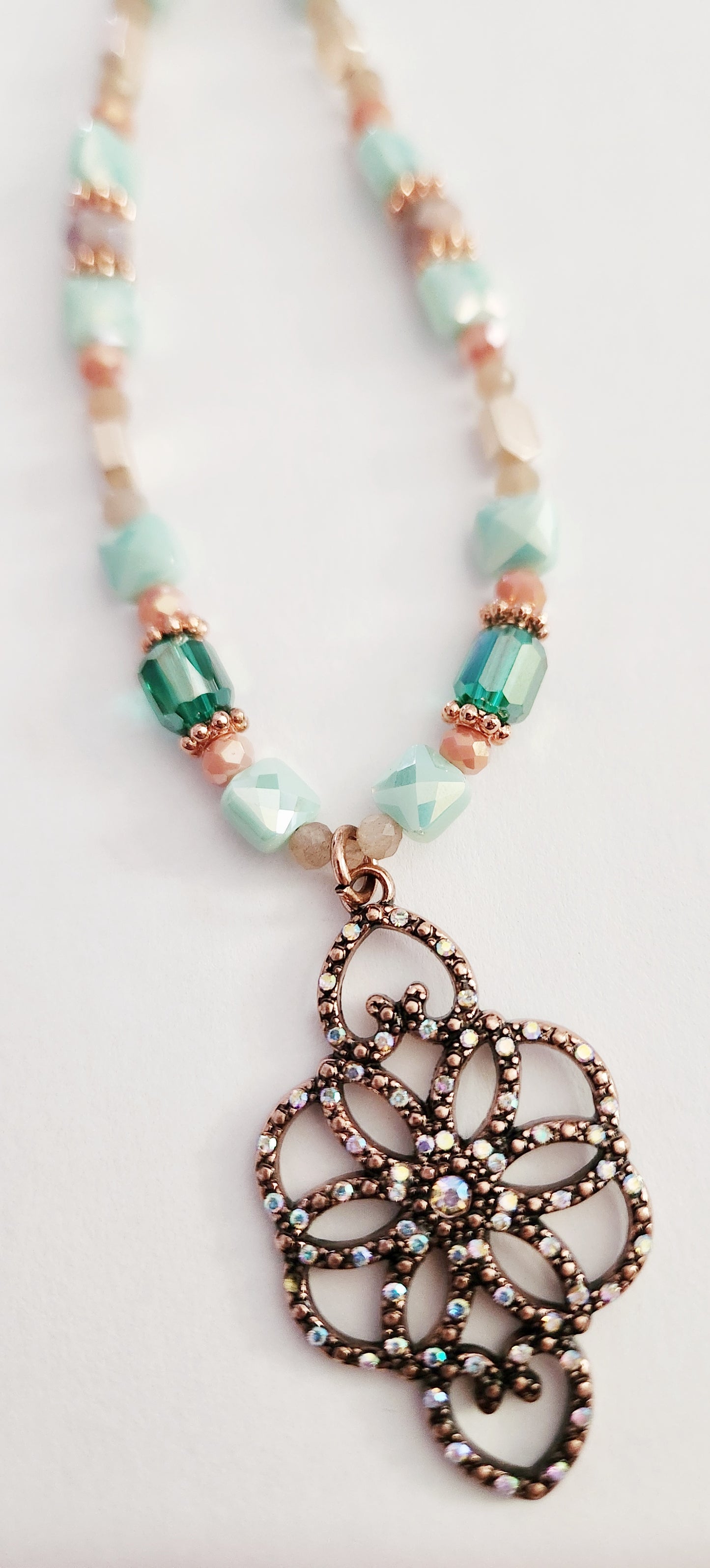 Rose gold crystal beaded necklace