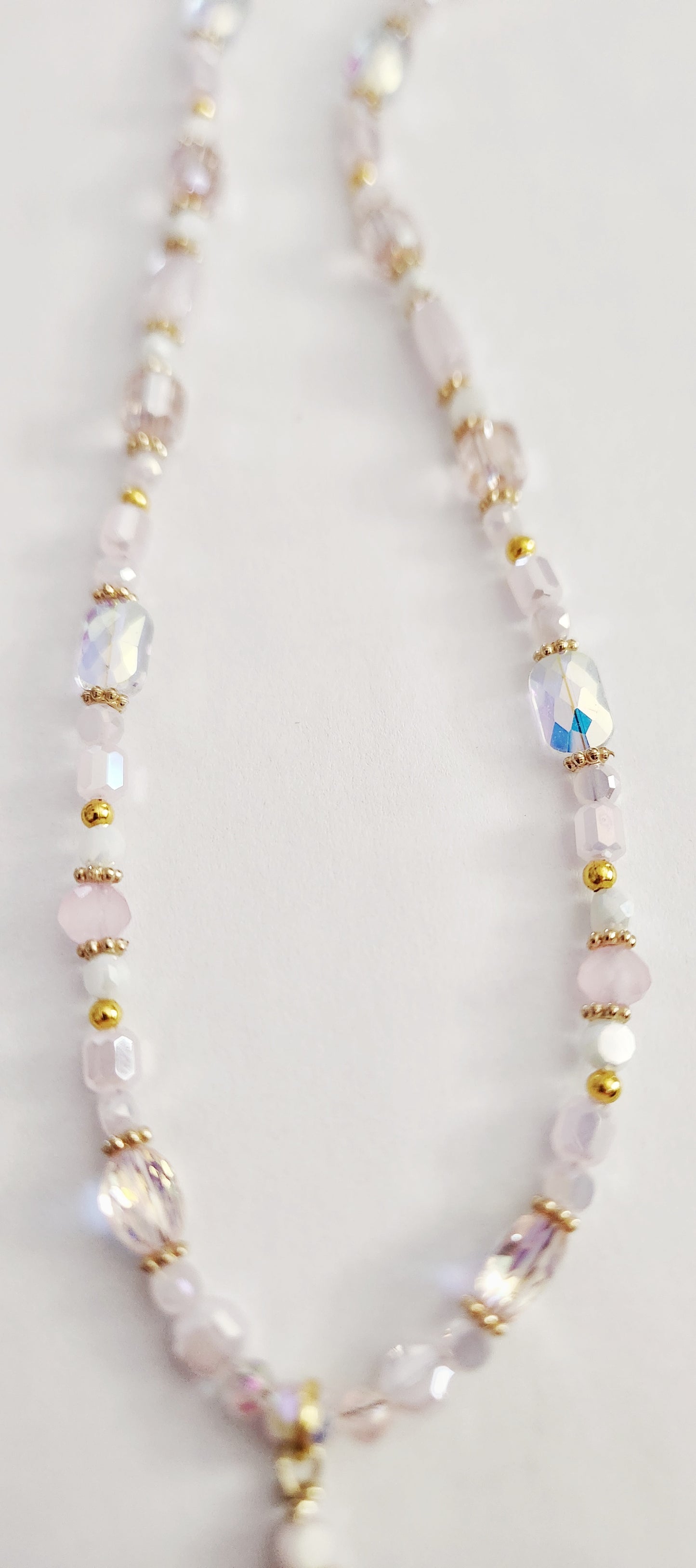 Czech glass teardrop gold wire wrapped necklace