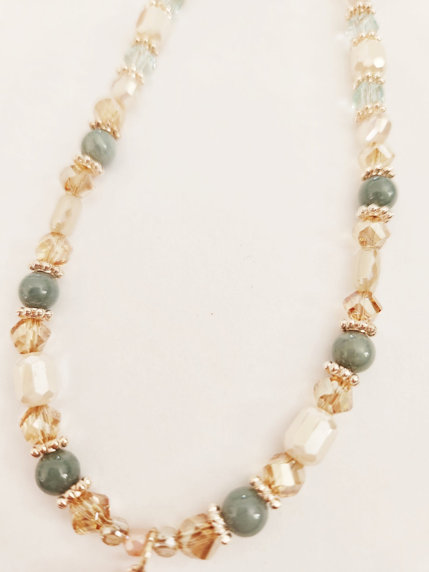 Rose gold crystal necklace with Jadeite gemstones