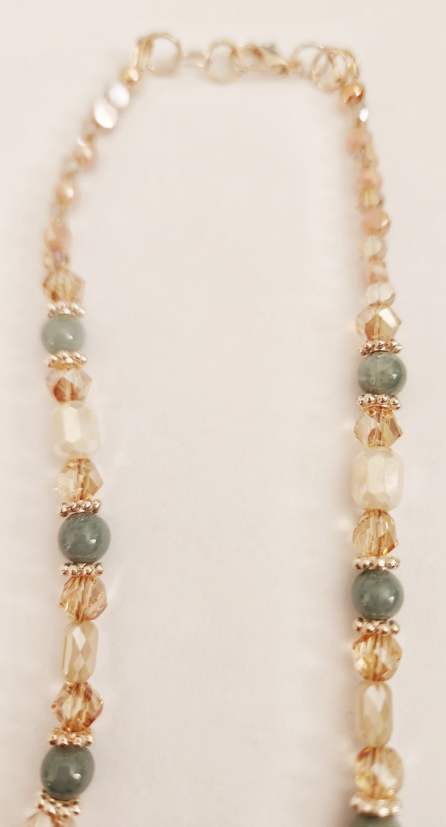 Rose gold crystal necklace with Jadeite gemstones