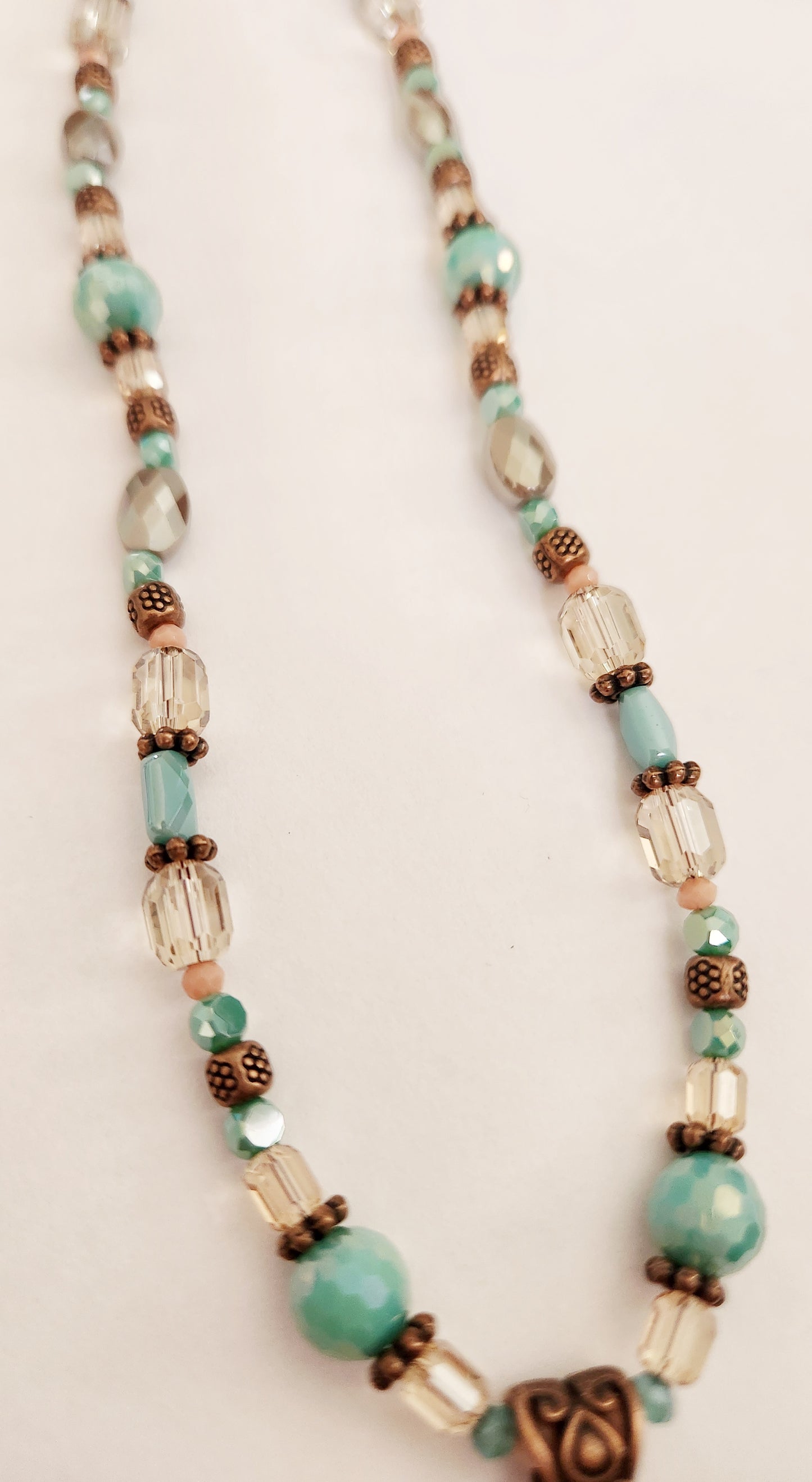 Copper and patina dragonfly necklace