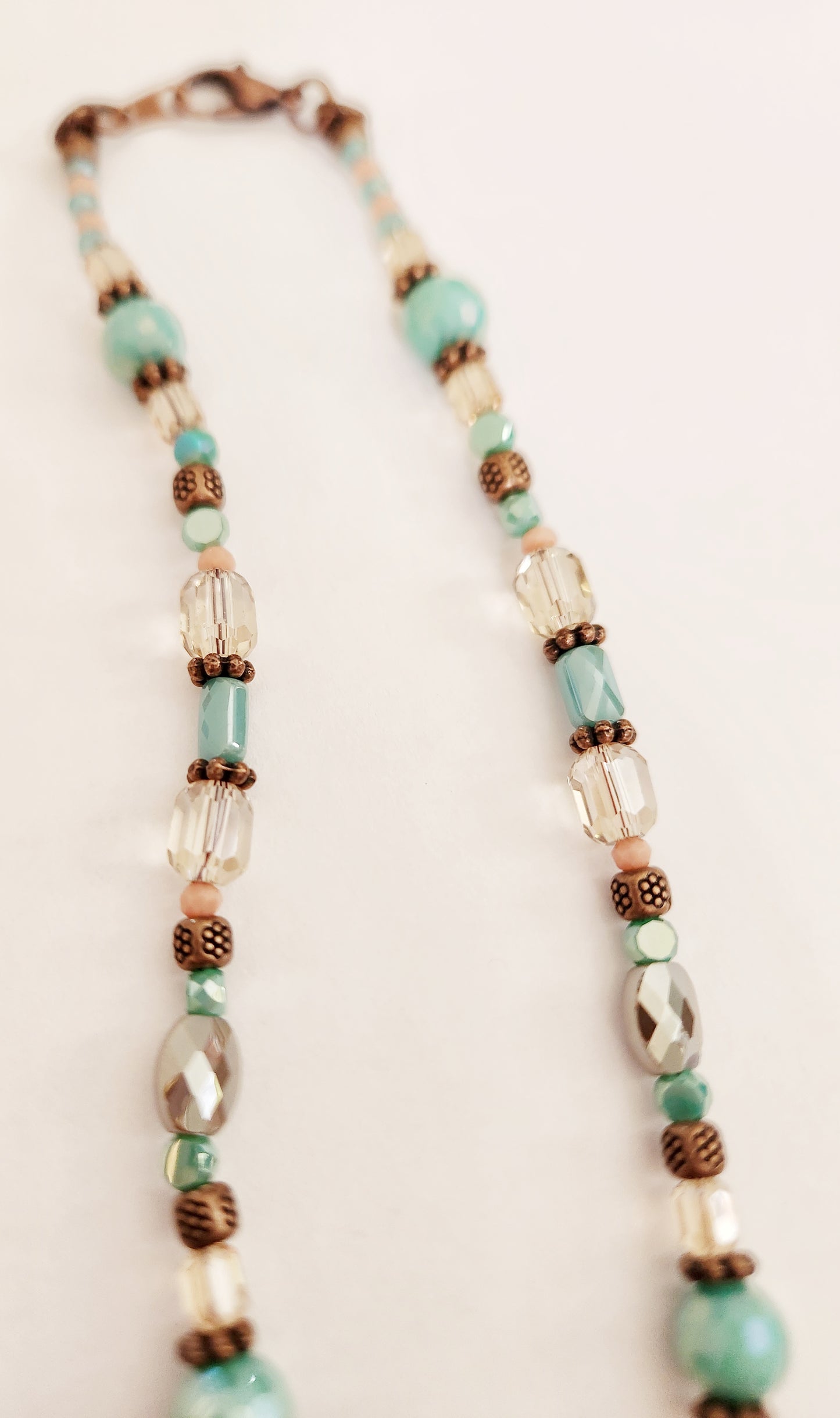 Copper and patina dragonfly necklace