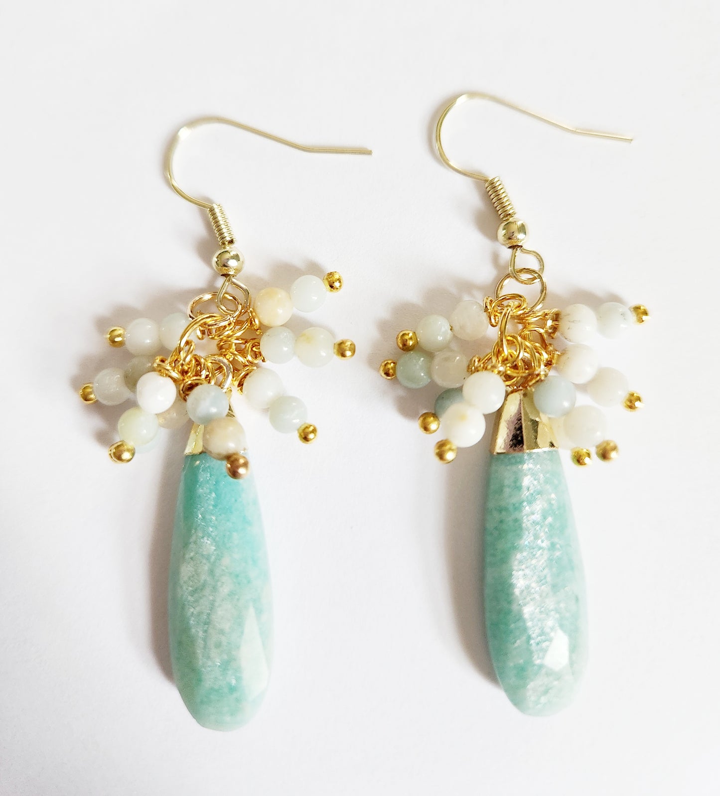 Brazilian Amazonite gemstone teardrop dangle earrings