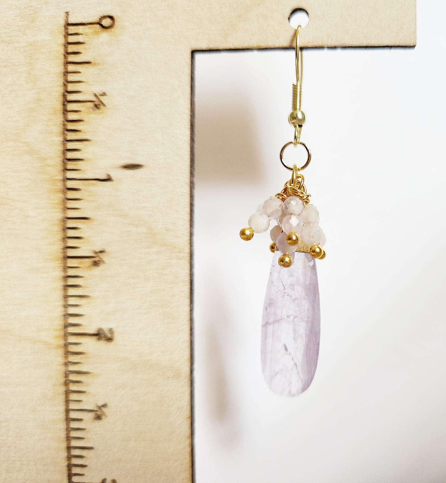 Lavender Amethyst gemstone teardrop dangle earrings