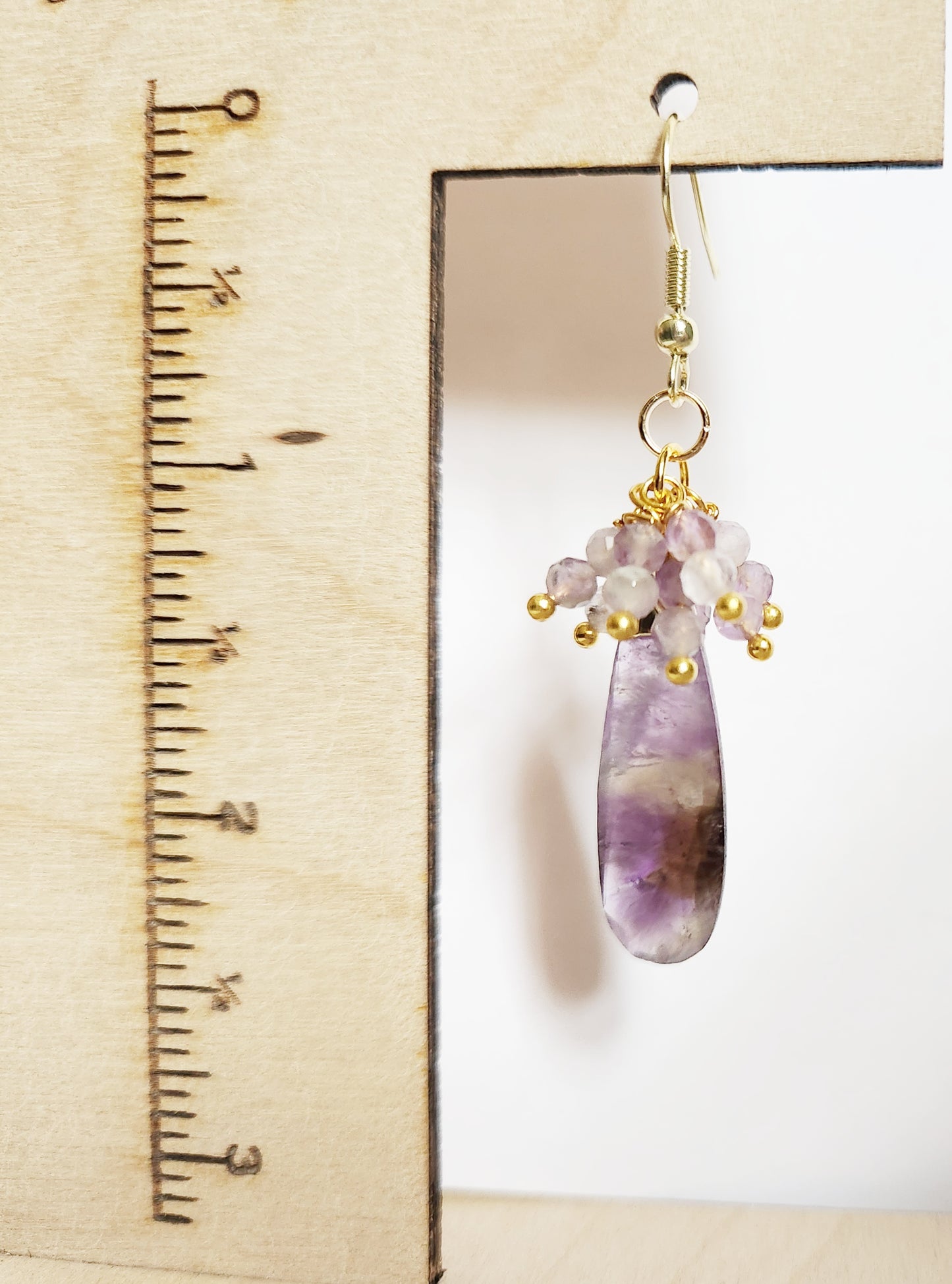 Amethyst gemstone teardrop dangle earrings
