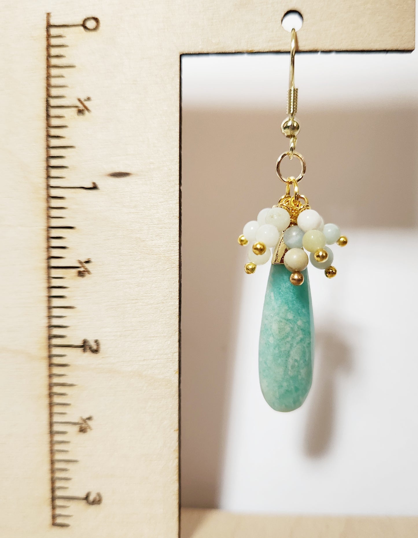 Brazilian Amazonite gemstone teardrop dangle earrings