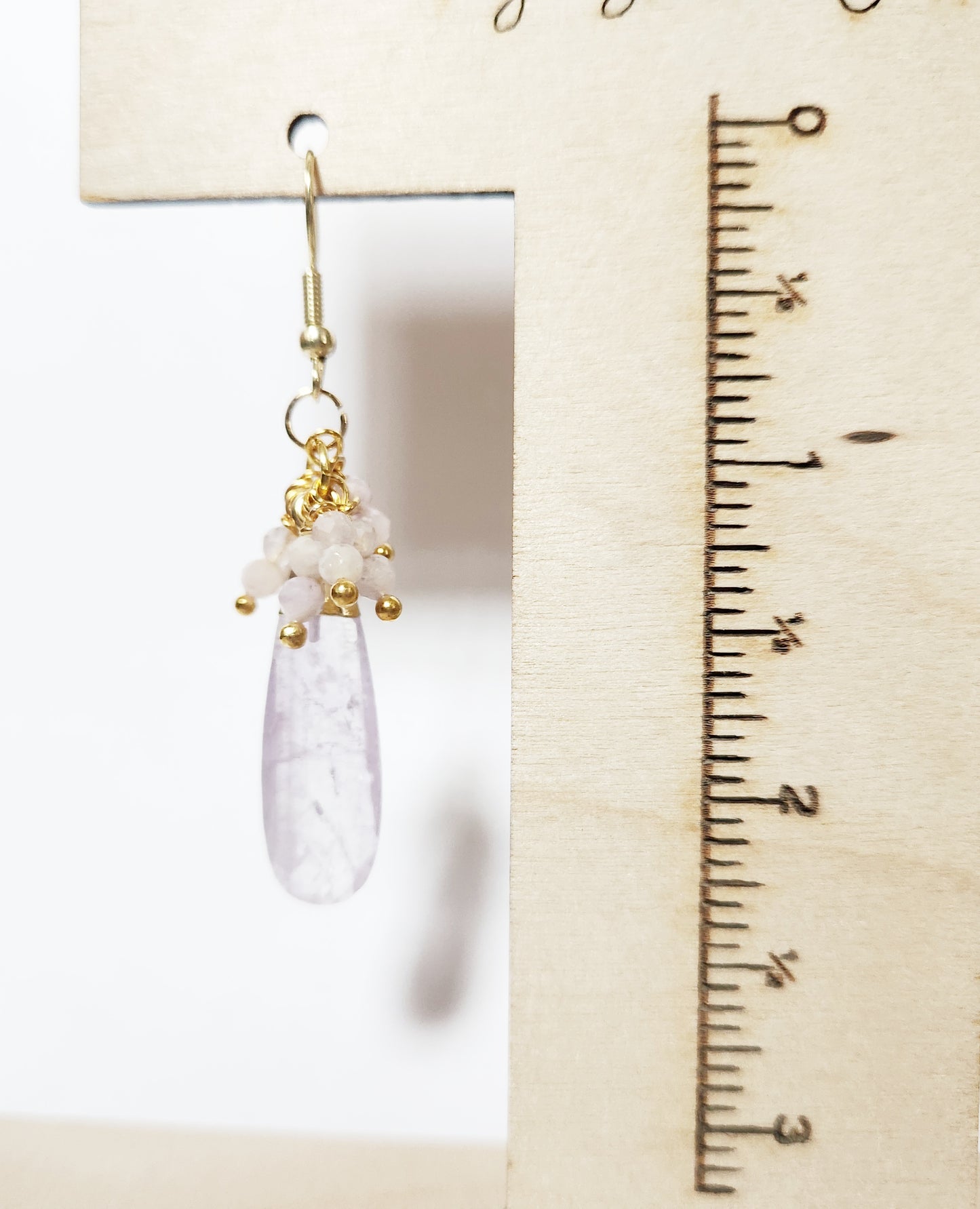 Lavender Amethyst gemstone teardrop dangle earrings