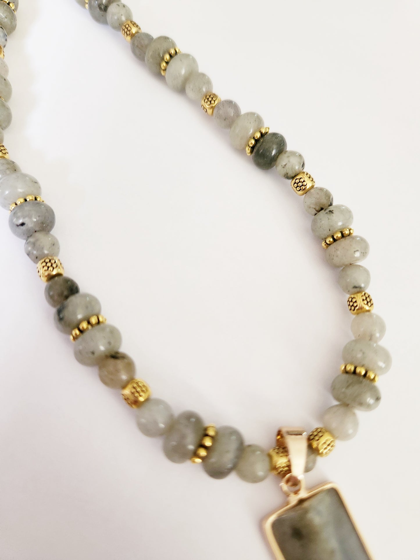 Labradorite dagger gemstone and gold necklace