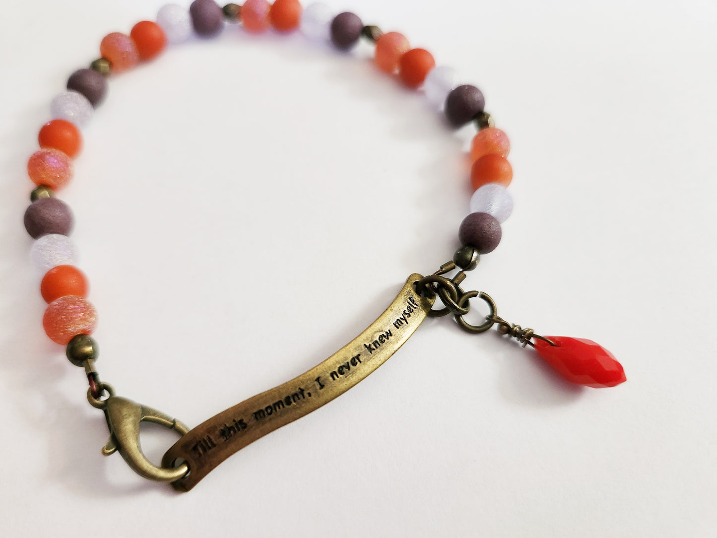 Inspirational quote beaded dark gold bracelet