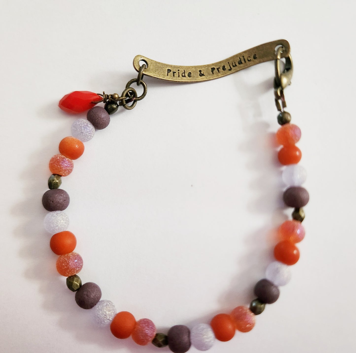 Inspirational quote beaded dark gold bracelet