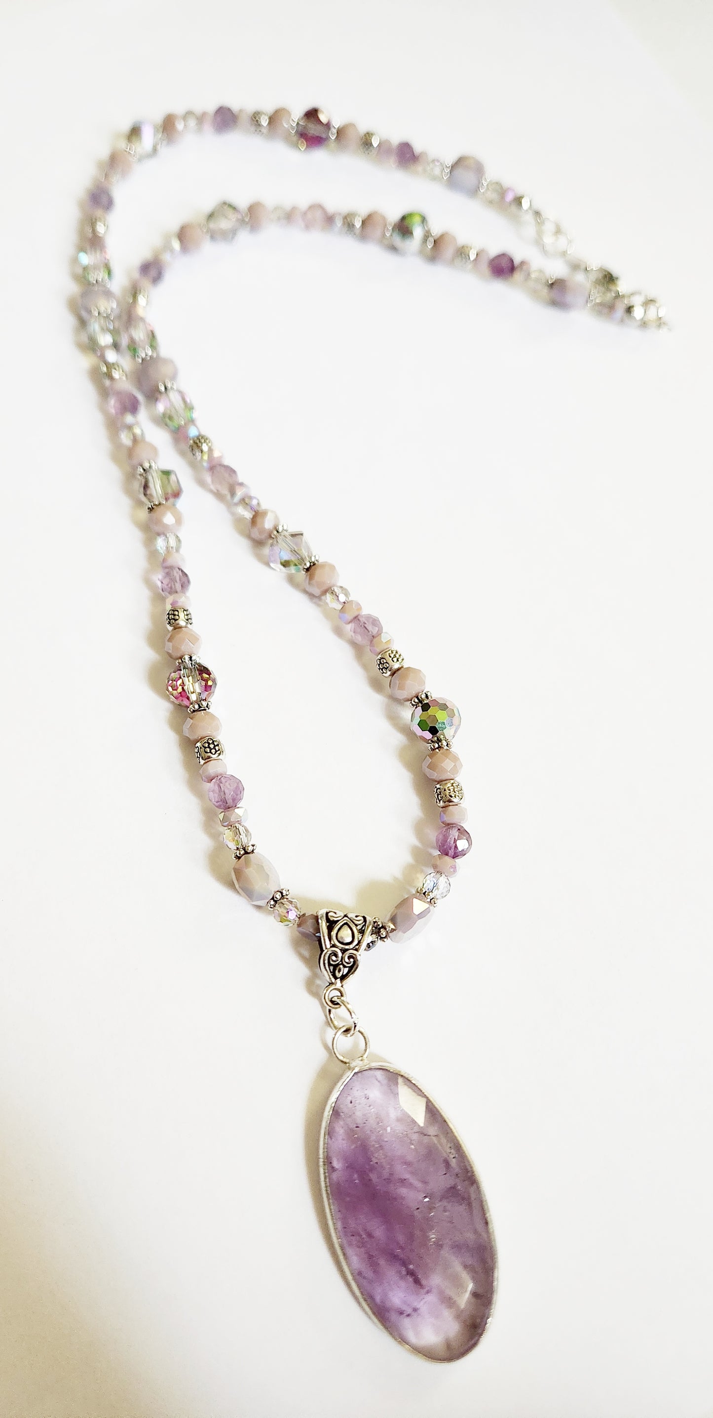 Mystic Amethyst teardrop gemstone necklace
