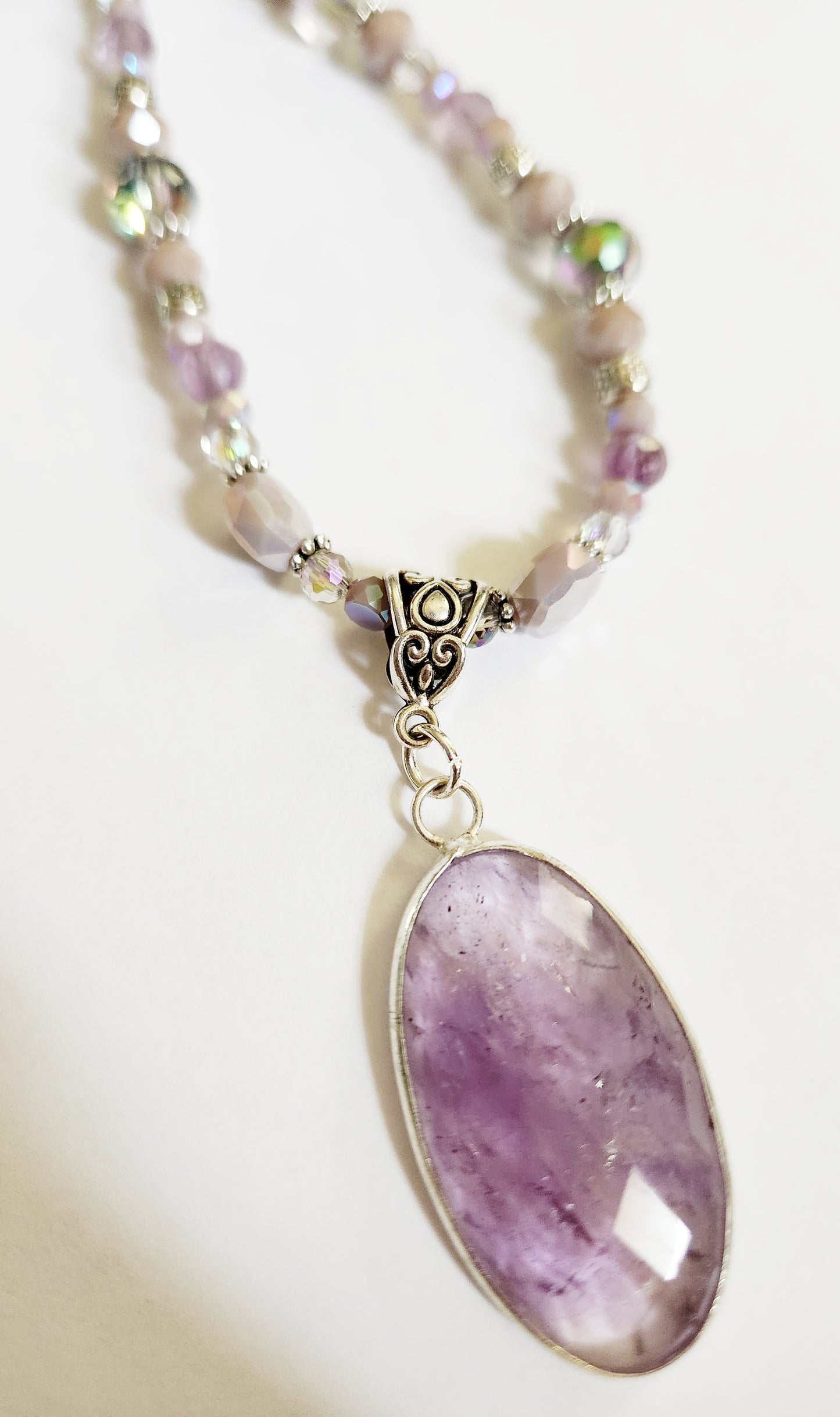 Mystic Amethyst teardrop gemstone necklace