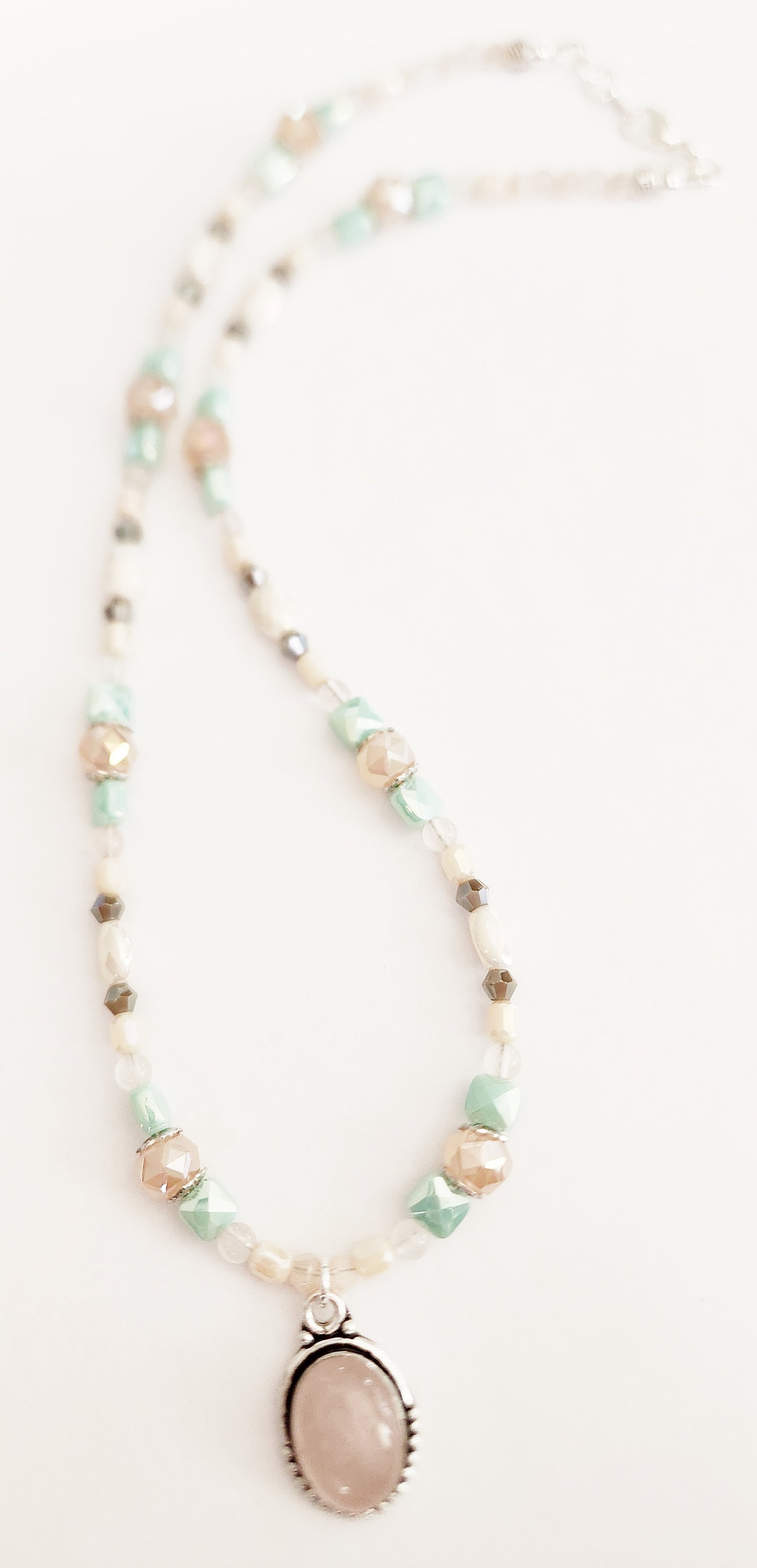 Rose Quartz gemstone silver necklace