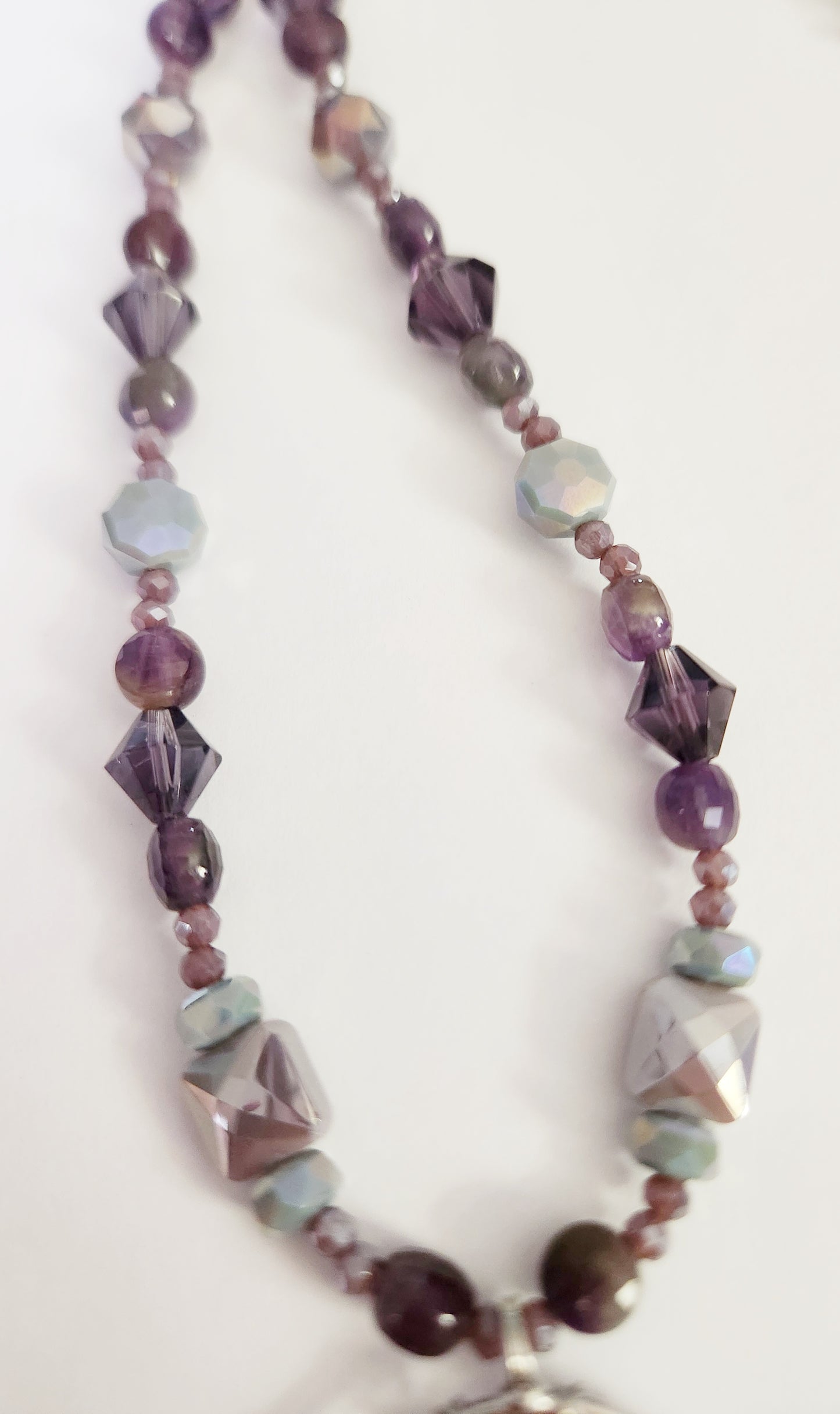 Amethyst tree of life gemstone silver necklace